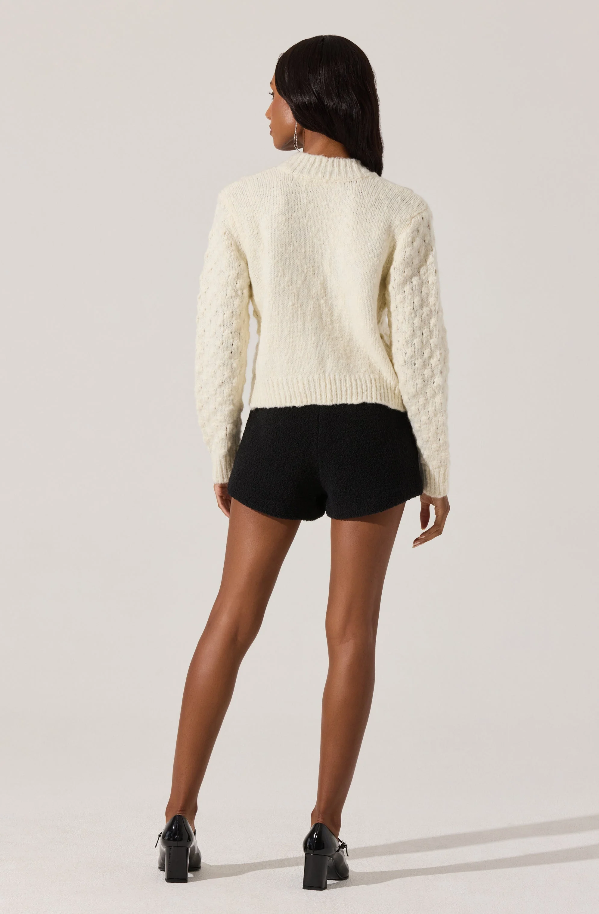 Contrasting Bow Tie Textured Cardigan - Image 5