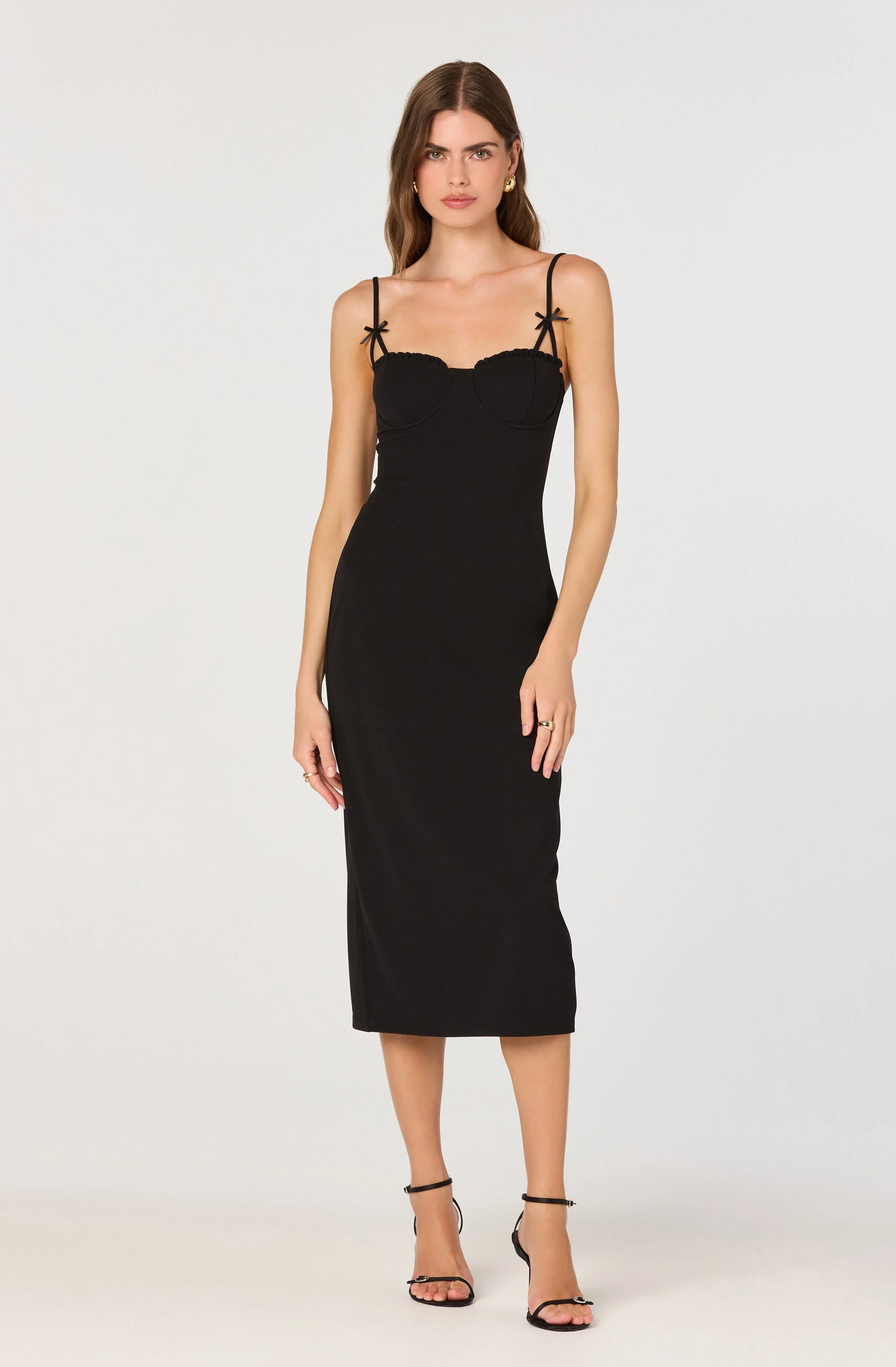 Bow Strap Bustier Midi Dress