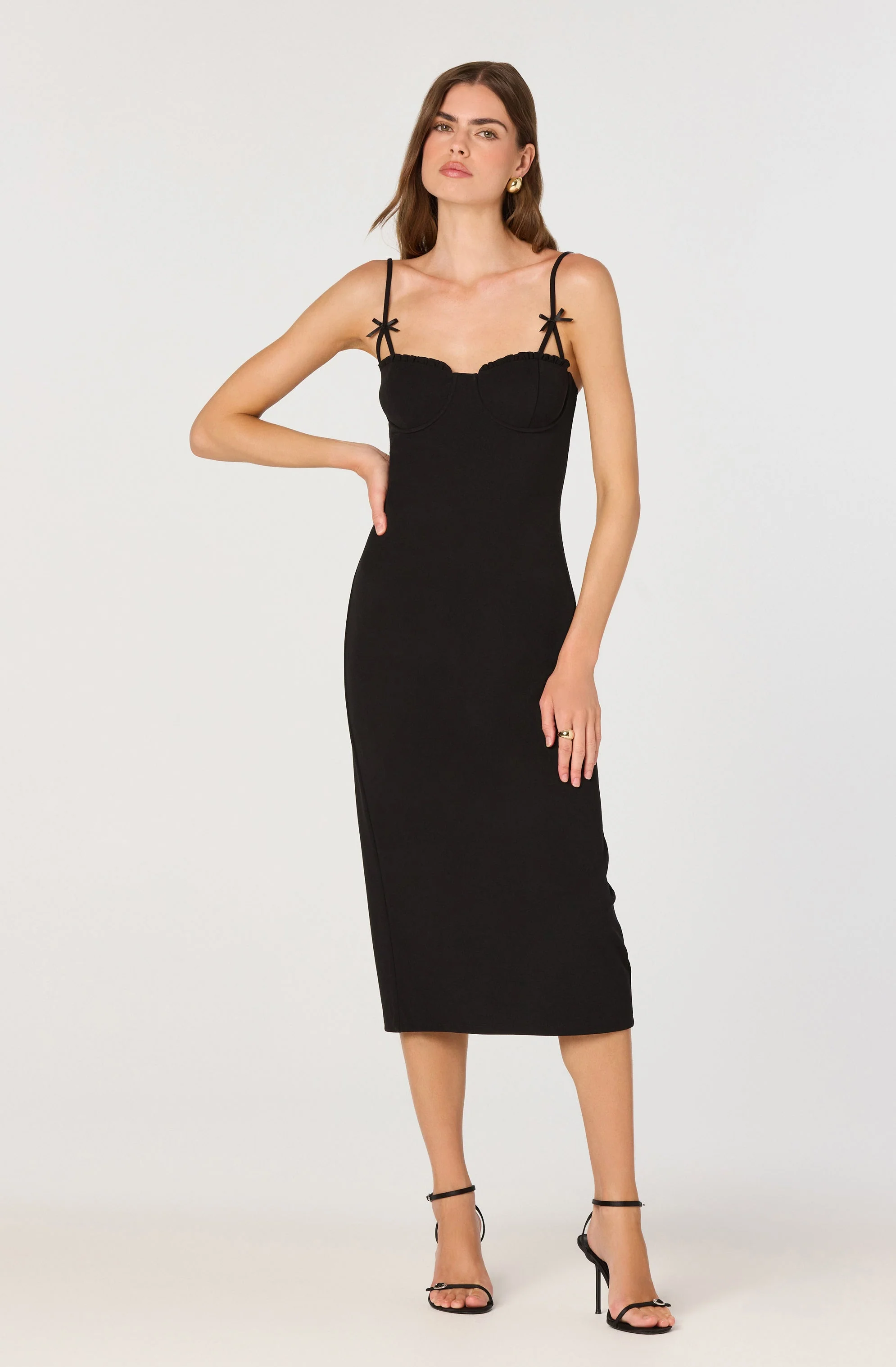 Bow Strap Bustier Midi Dress - Image 5