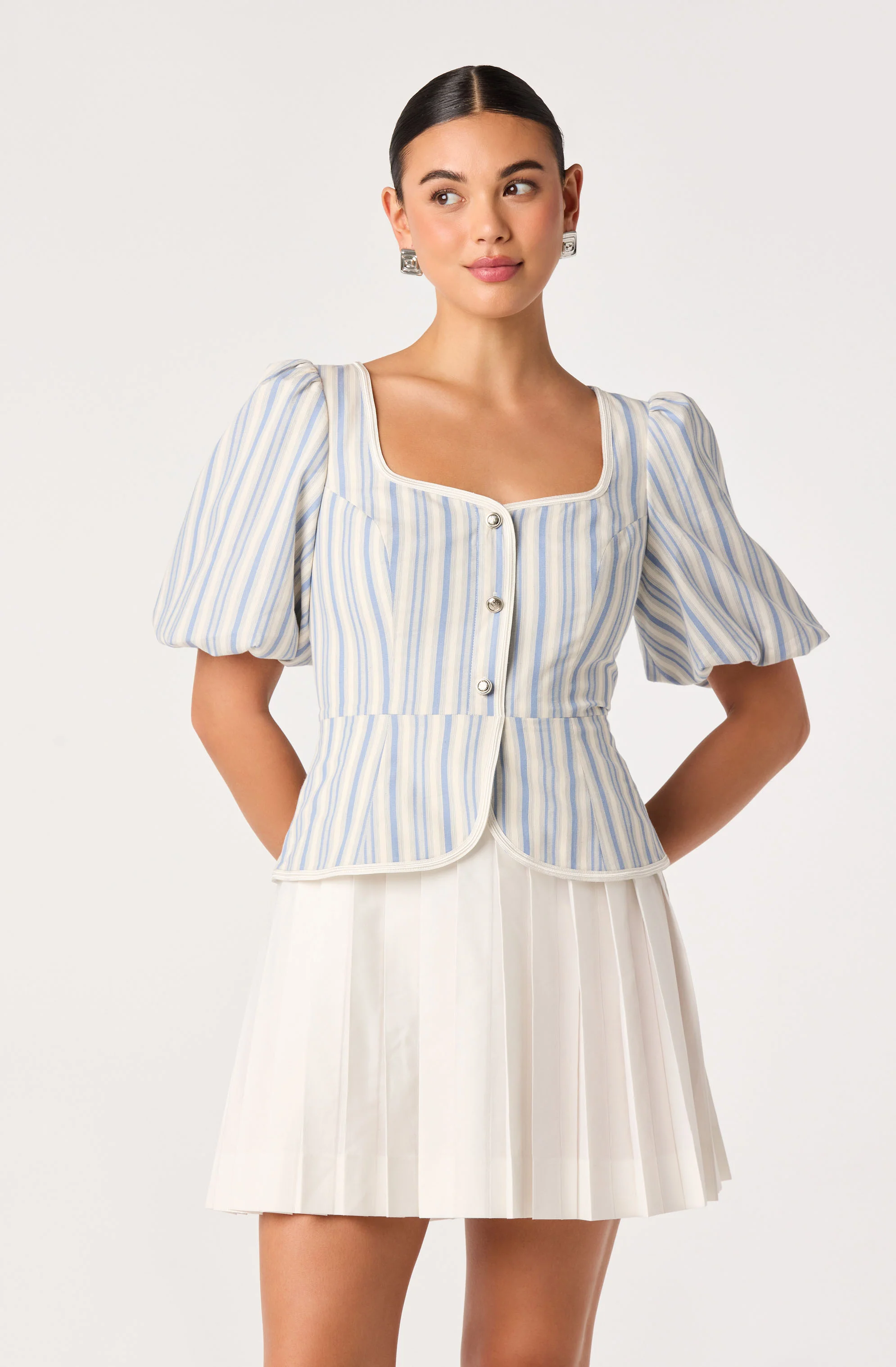 Brigitta Striped Puff Sleeve Mini Dress - Image 5