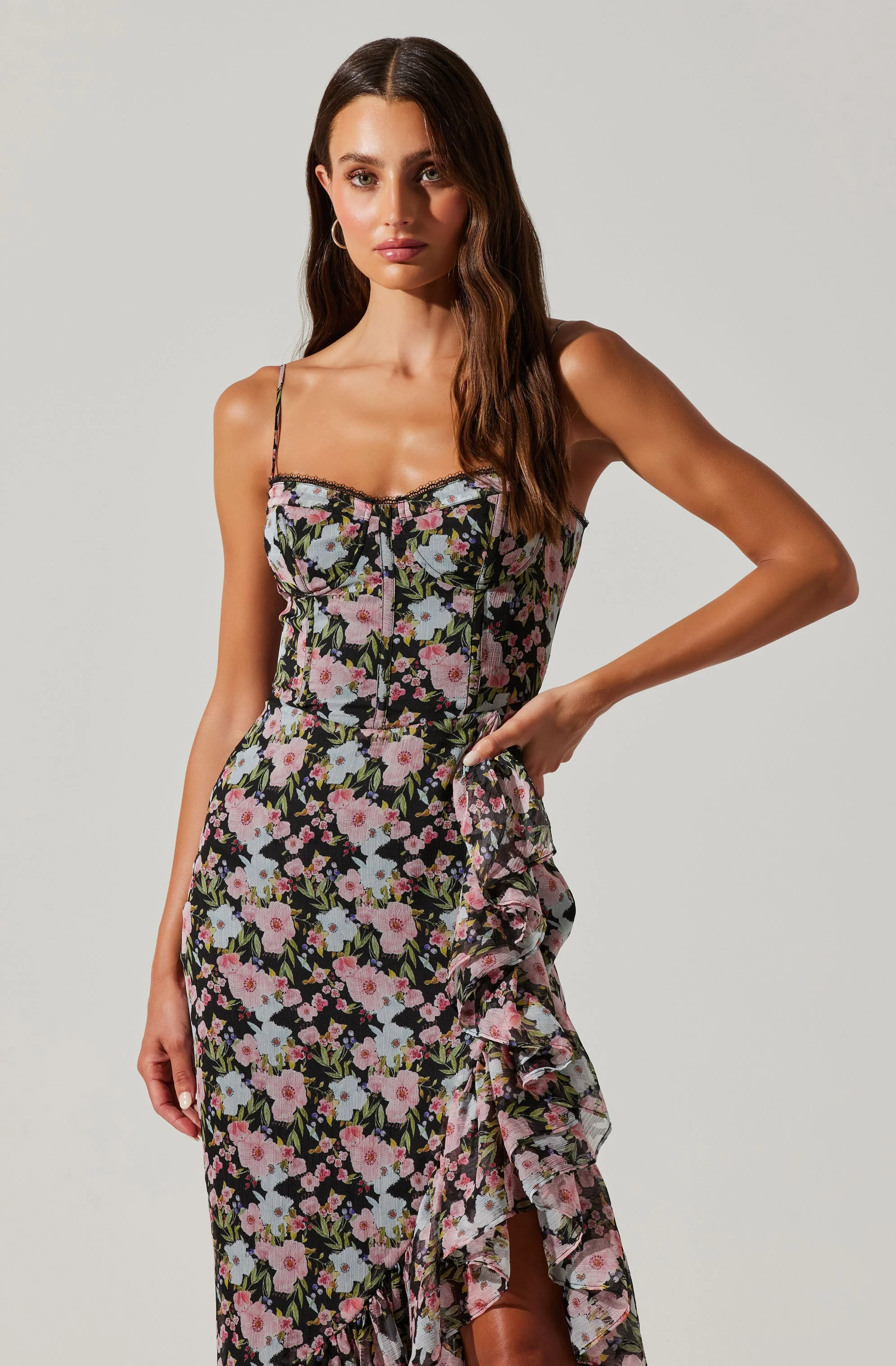 Brisbane Asymmetrical Floral Midi Dress - Image 14