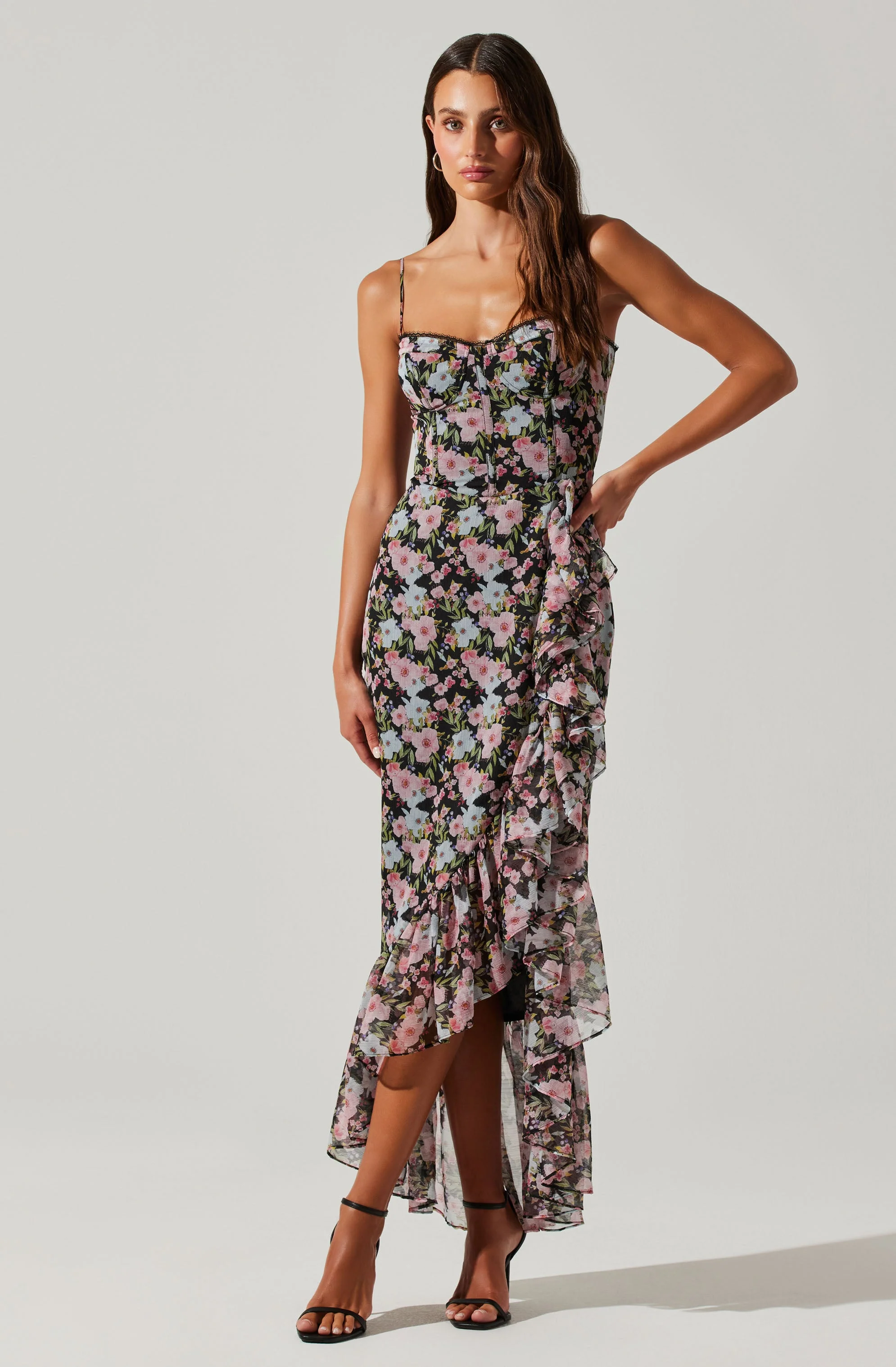 Brisbane Asymmetrical Floral Midi Dress - Image 15