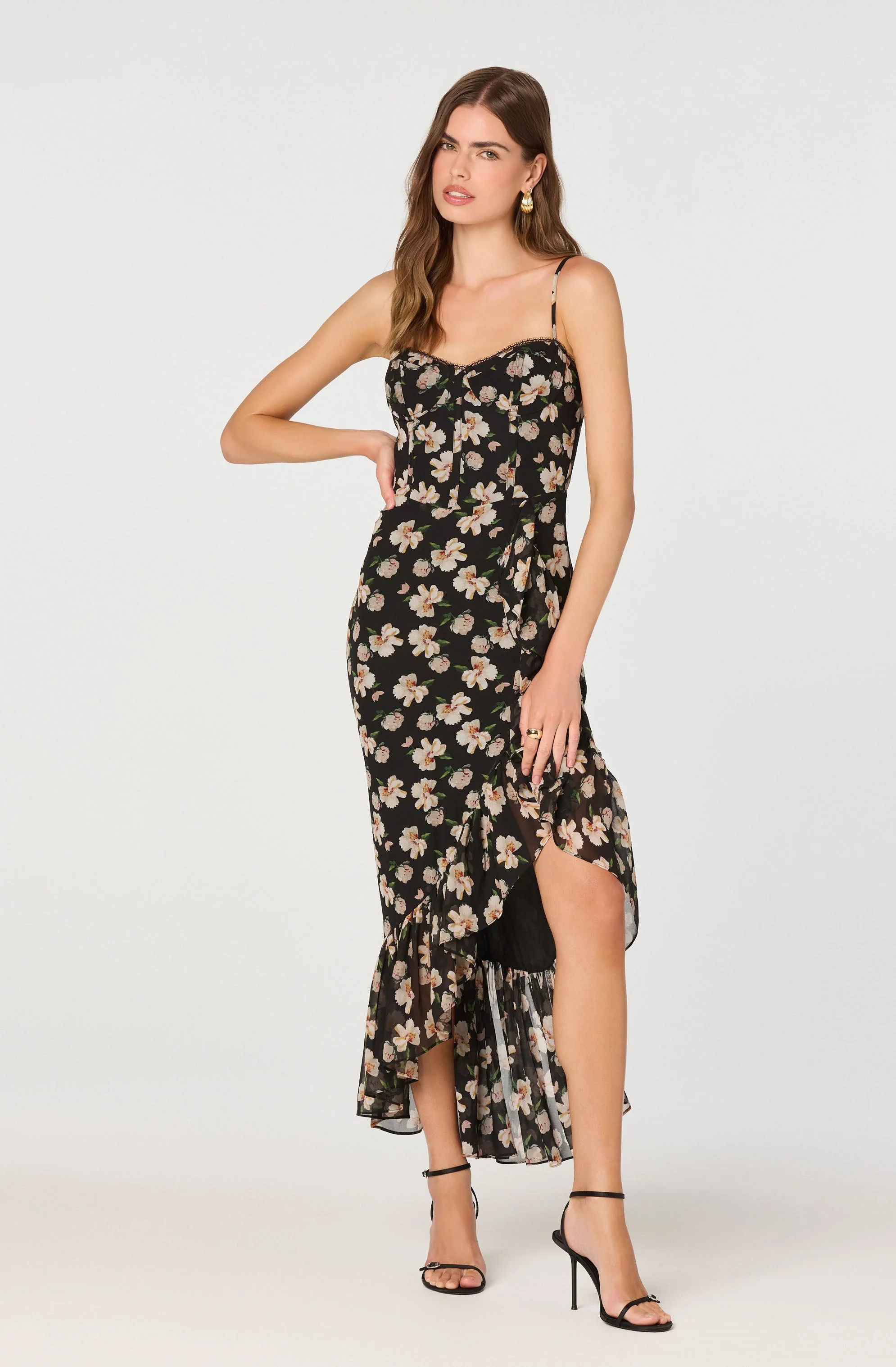 Brisbane Asymmetrical Floral Midi Dress - Image 3