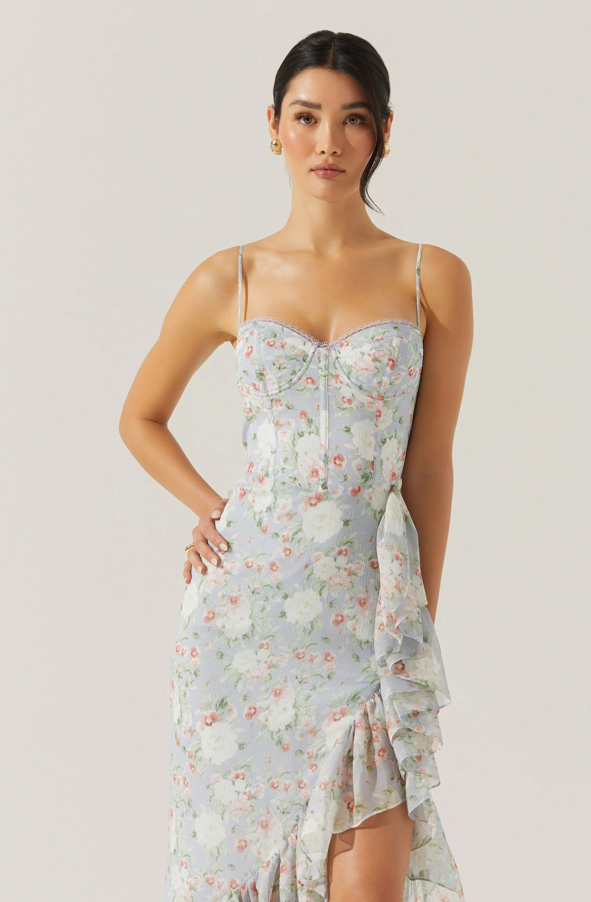 Brisbane Asymmetrical Floral Midi Dress - Image 8