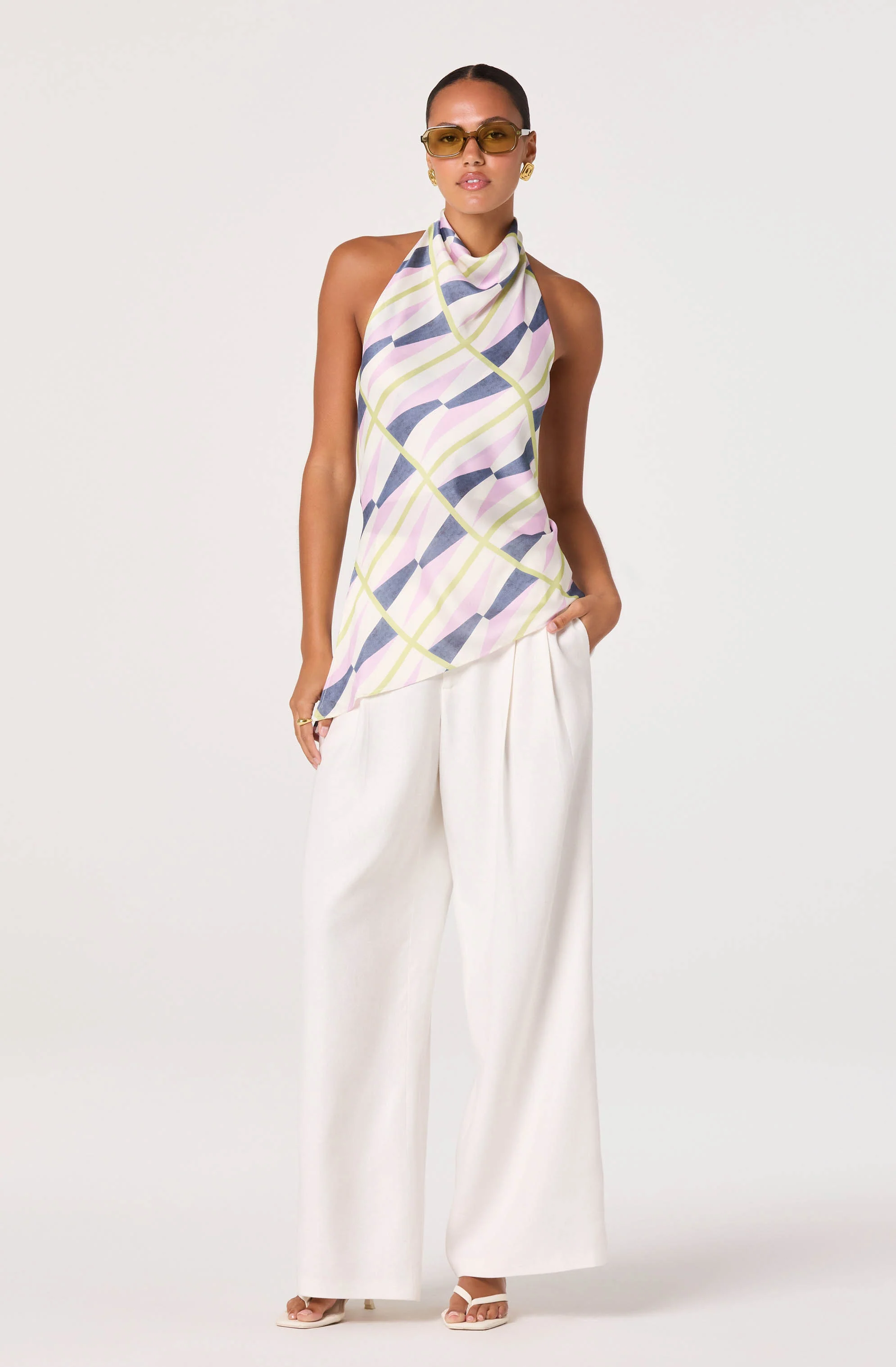 Bristol Print Cowl-Neck Halter Top - Image 2