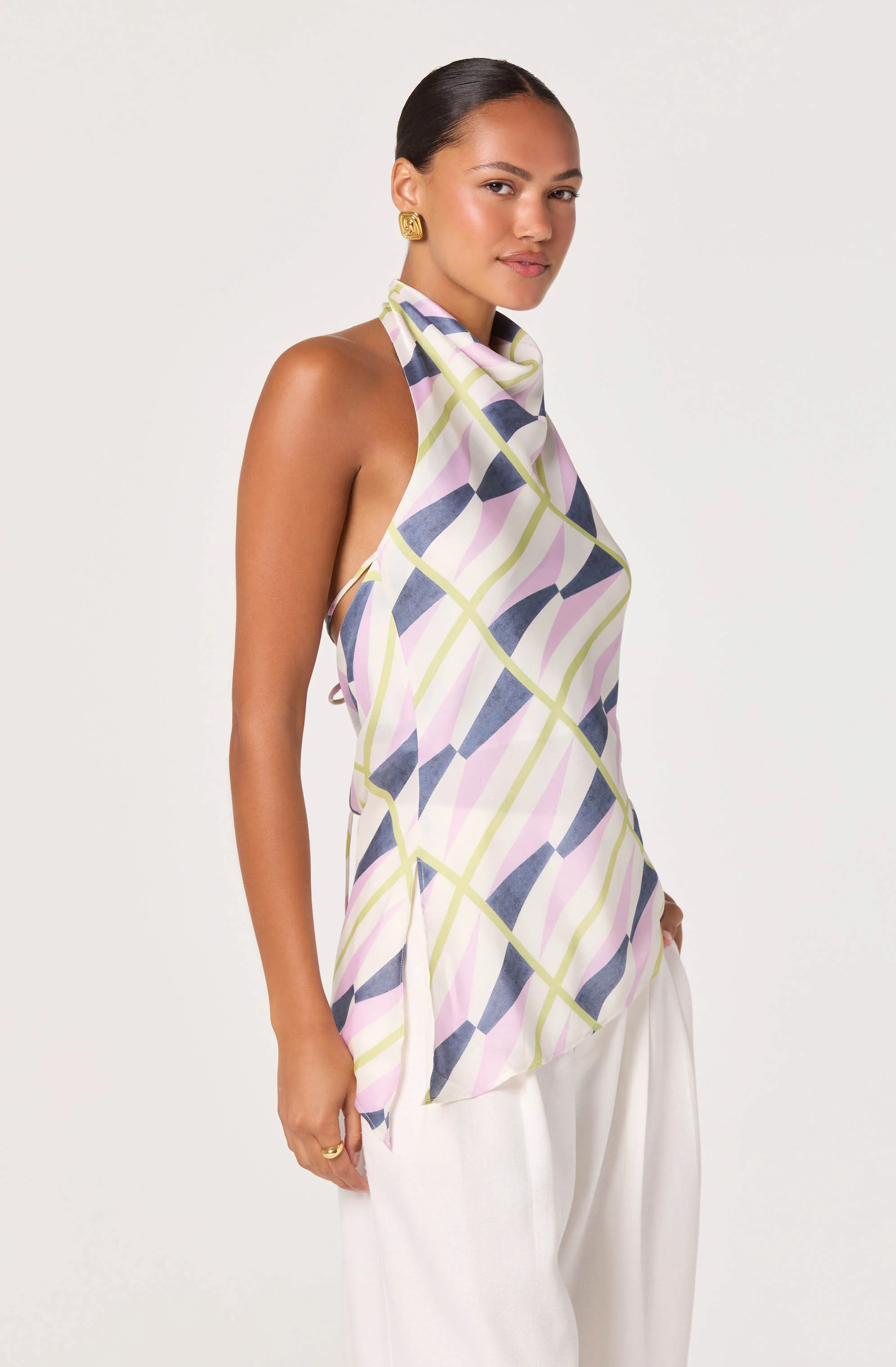 Bristol Print Cowl-Neck Halter Top - Image 4