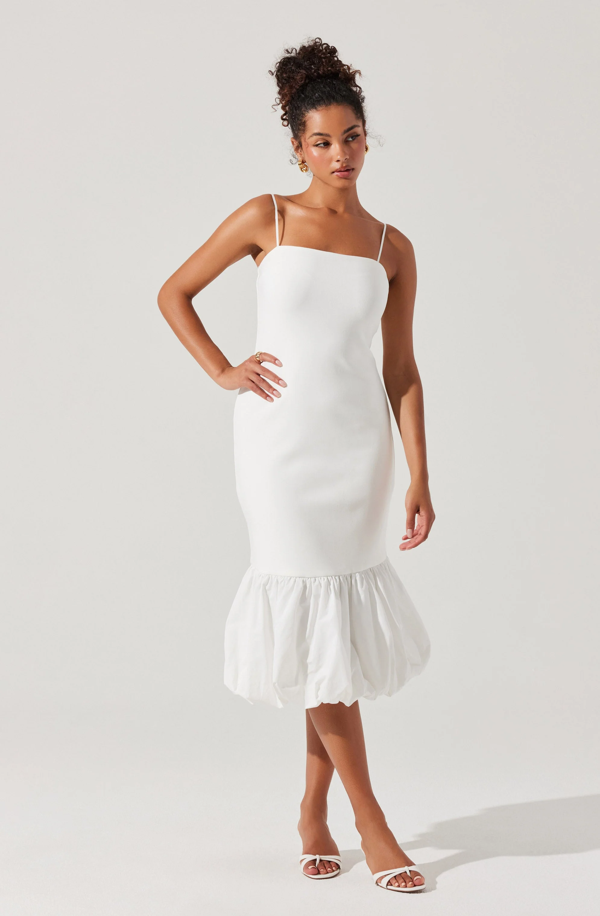 Brittnea Bodycon Bubble Hem Midi Dress - Image 4