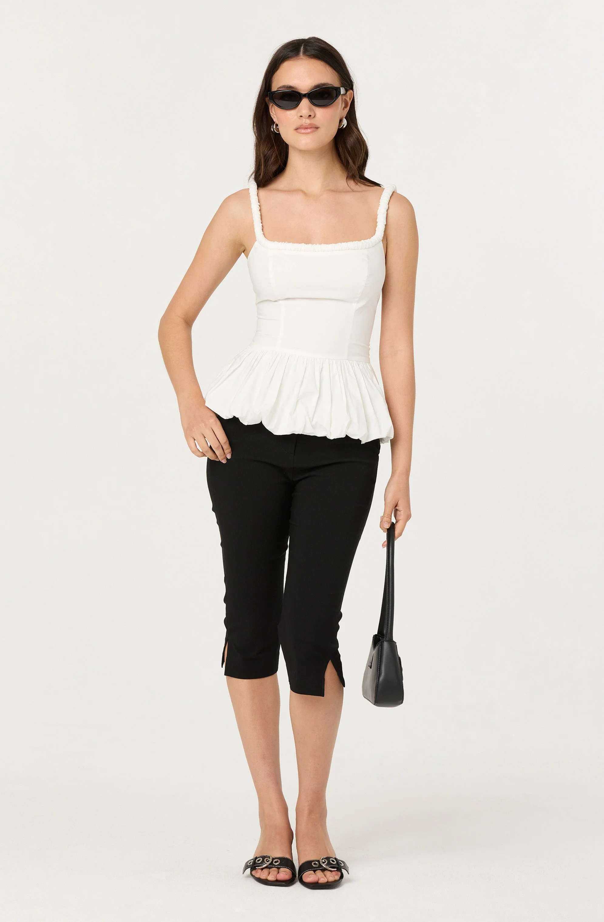 Sleeveless Bubble Hem Peplum Top - Image 12