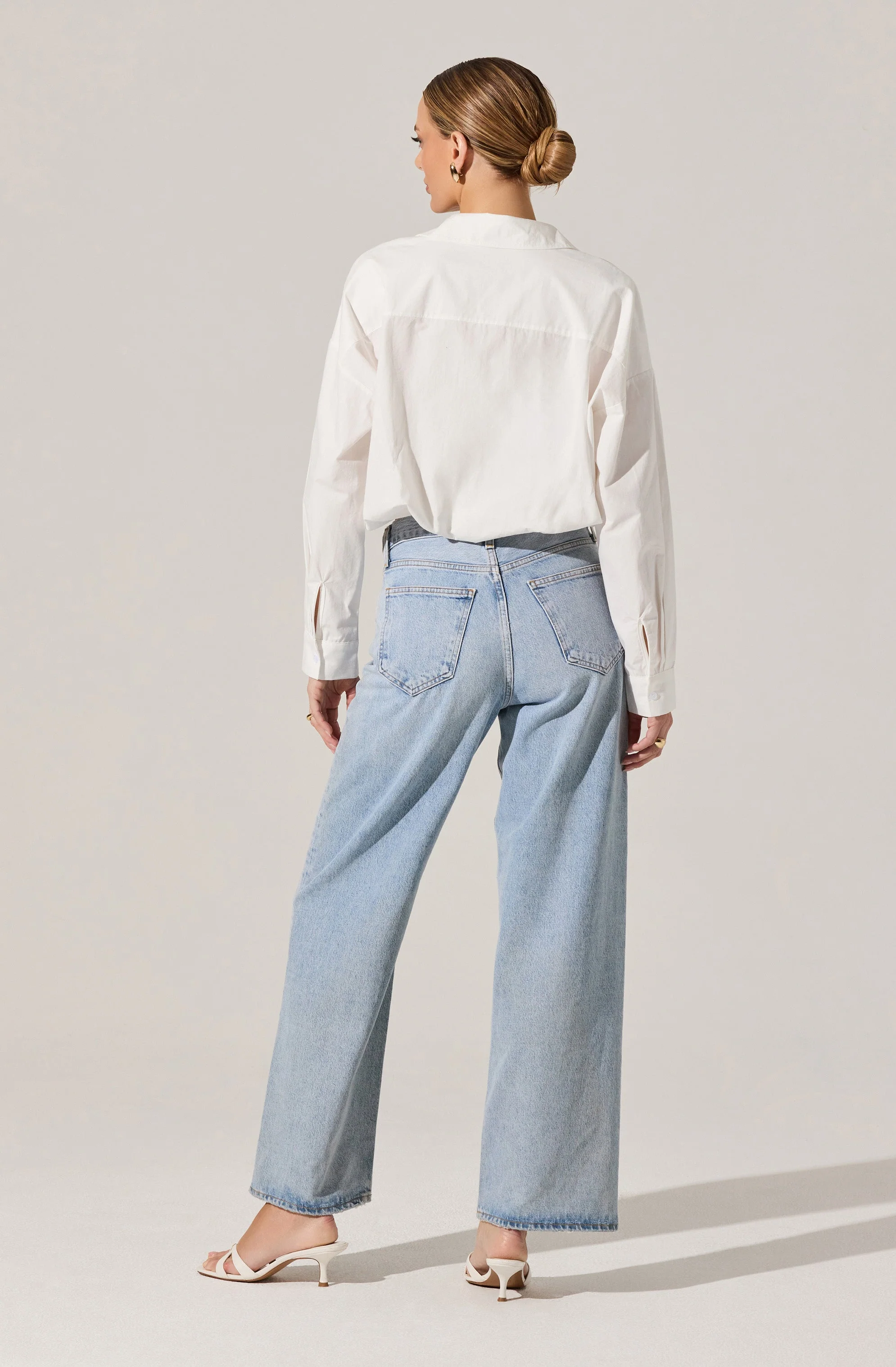 Bubble Hem Cropped Poplin Shirt - Image 5