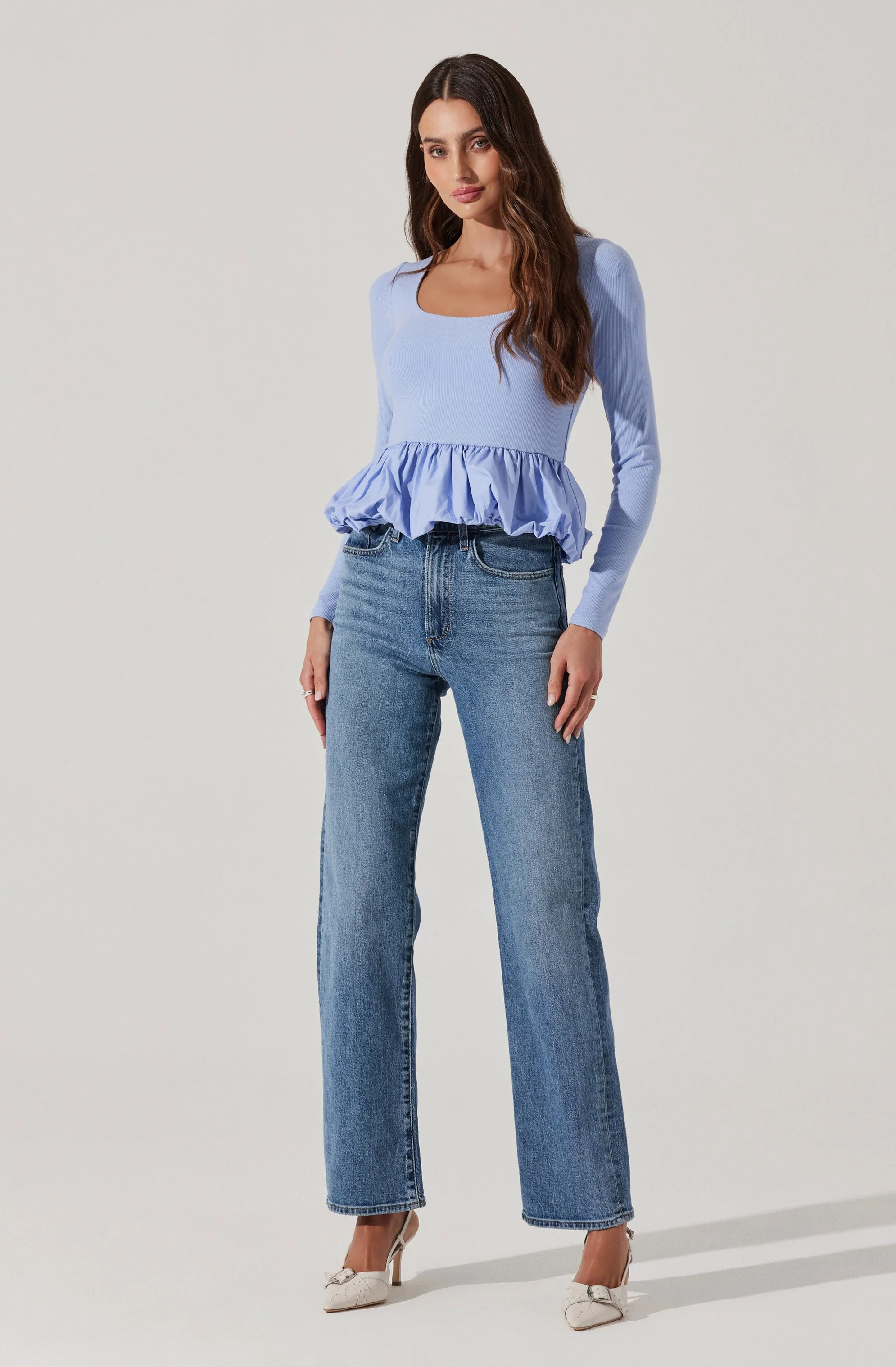 Bubble Hem Peplum Top - Image 11