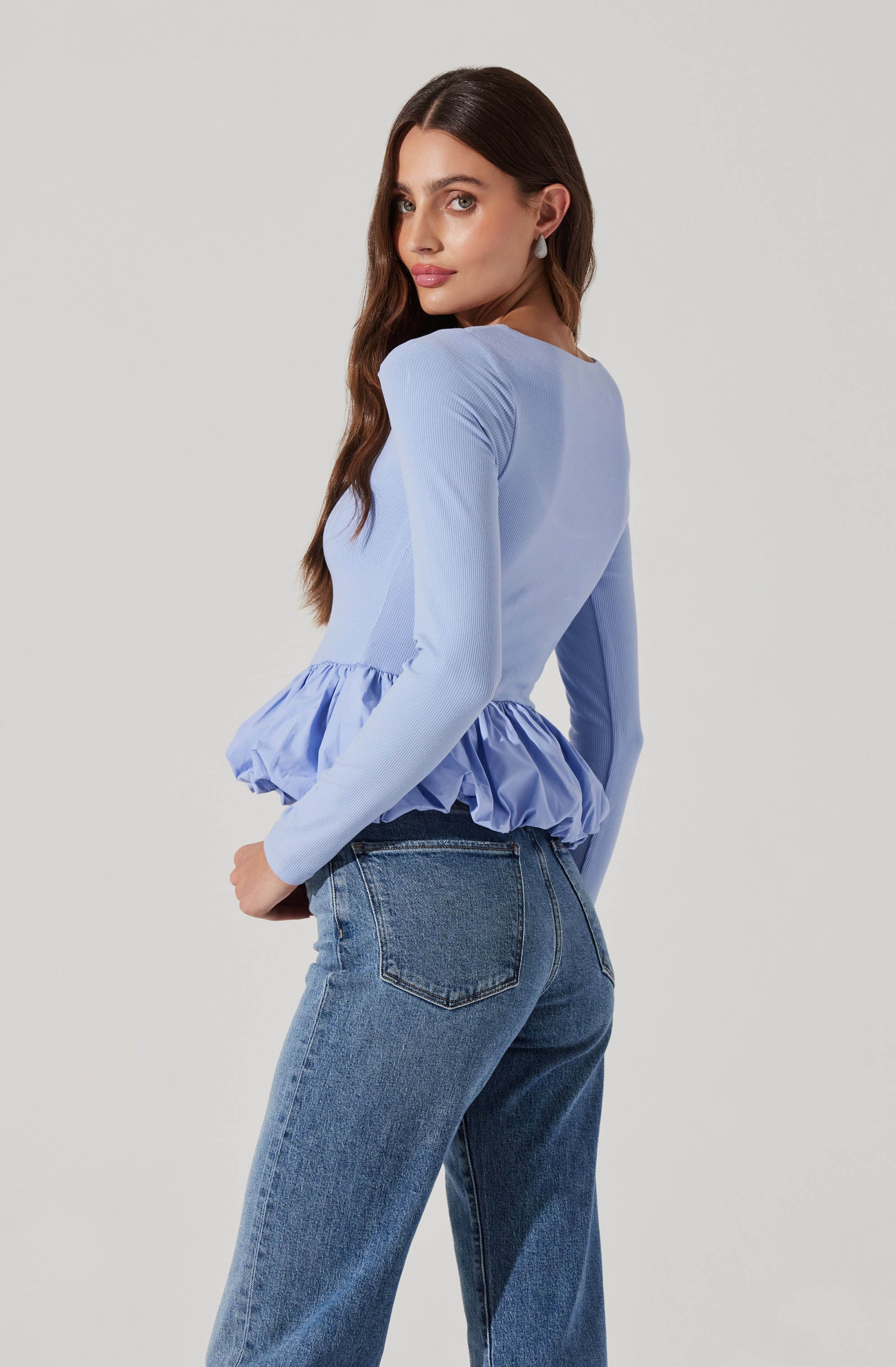 Bubble Hem Peplum Top - Image 12