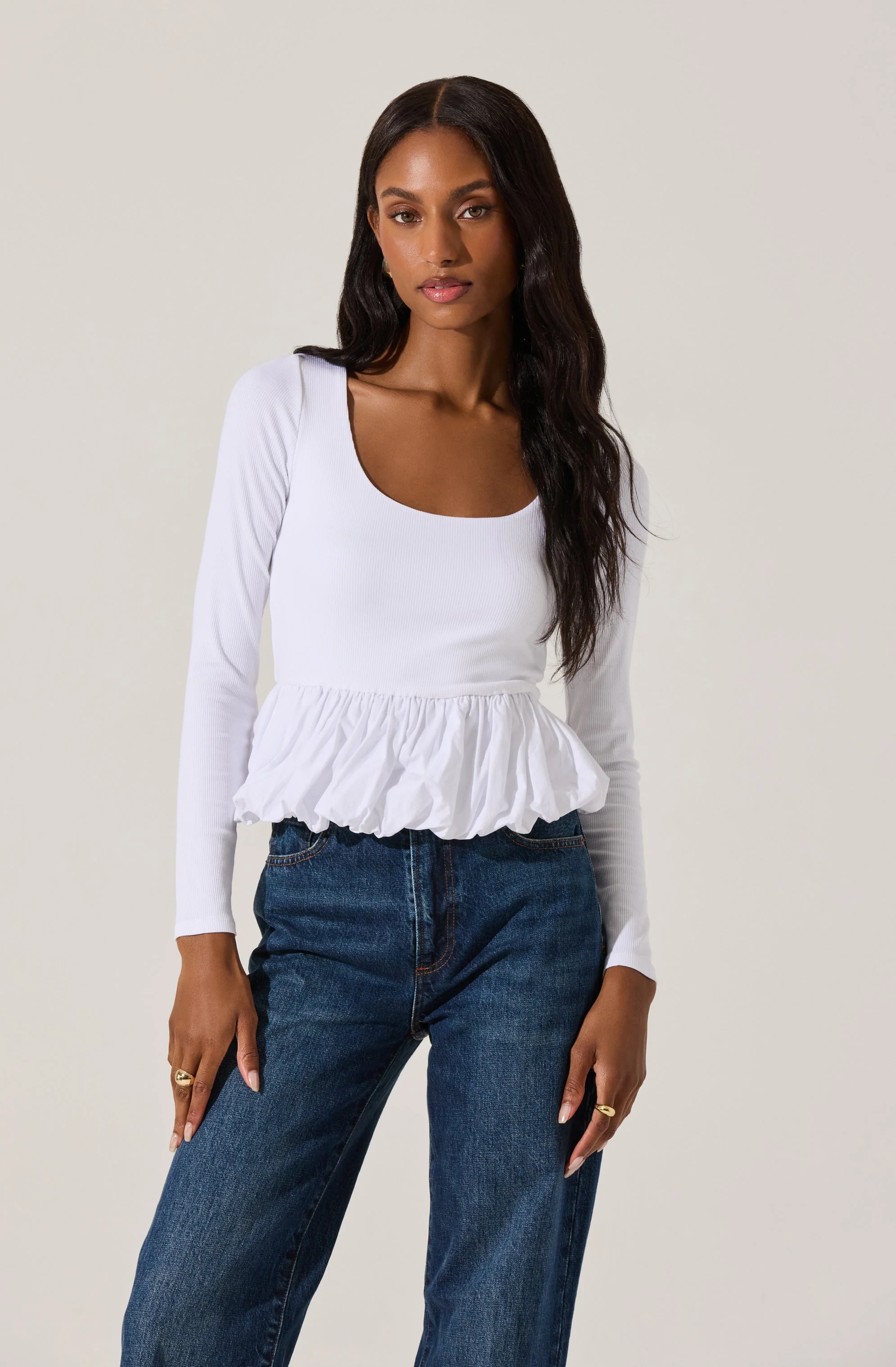 Bubble Hem Peplum Top - Image 13