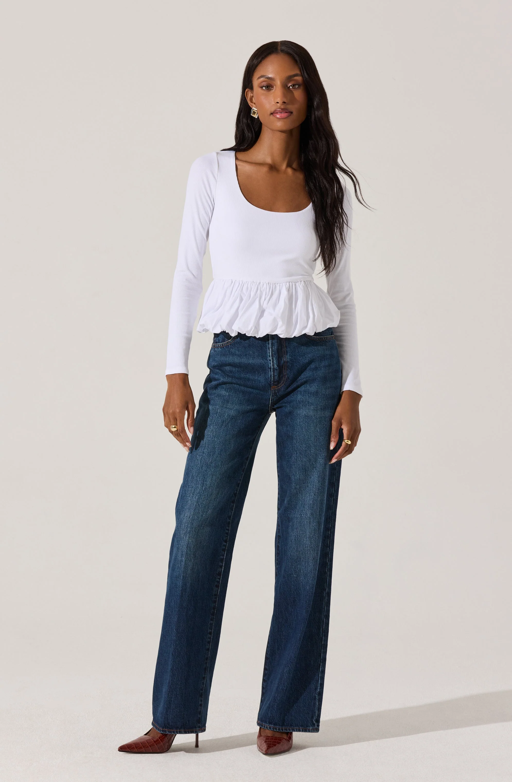 Bubble Hem Peplum Top - Image 14