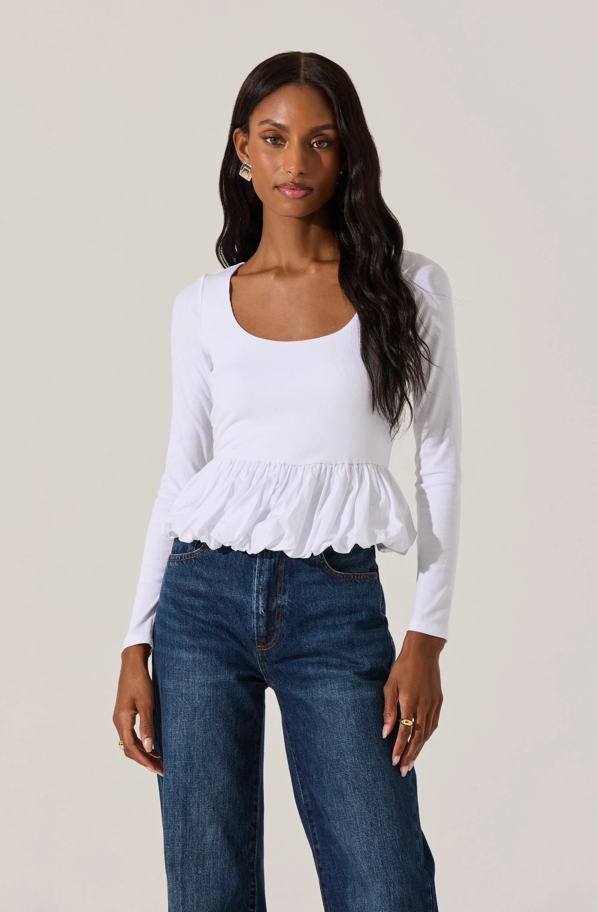 Bubble Hem Peplum Top - Image 15