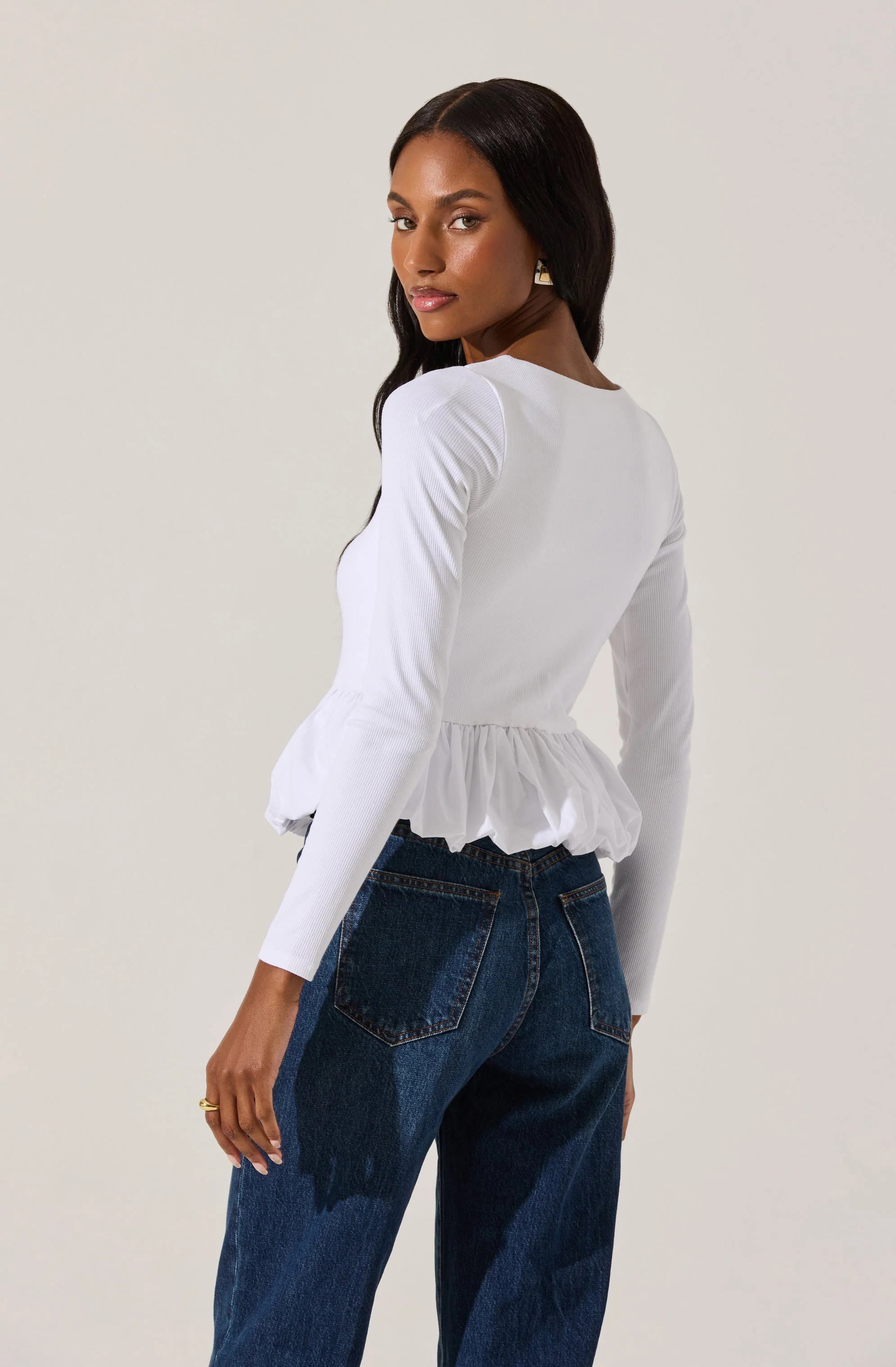 Bubble Hem Peplum Top - Image 16