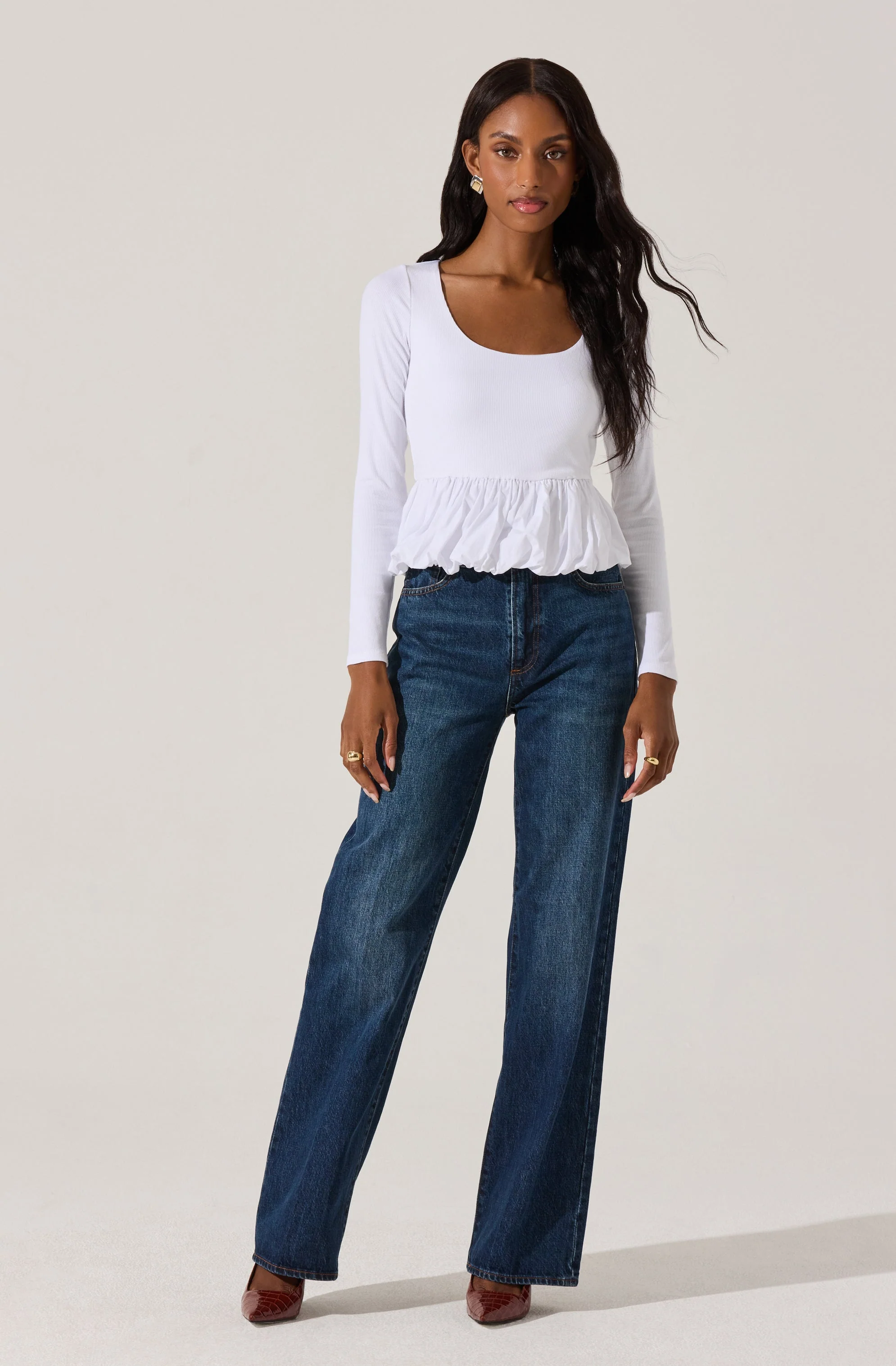 Bubble Hem Peplum Top - Image 18