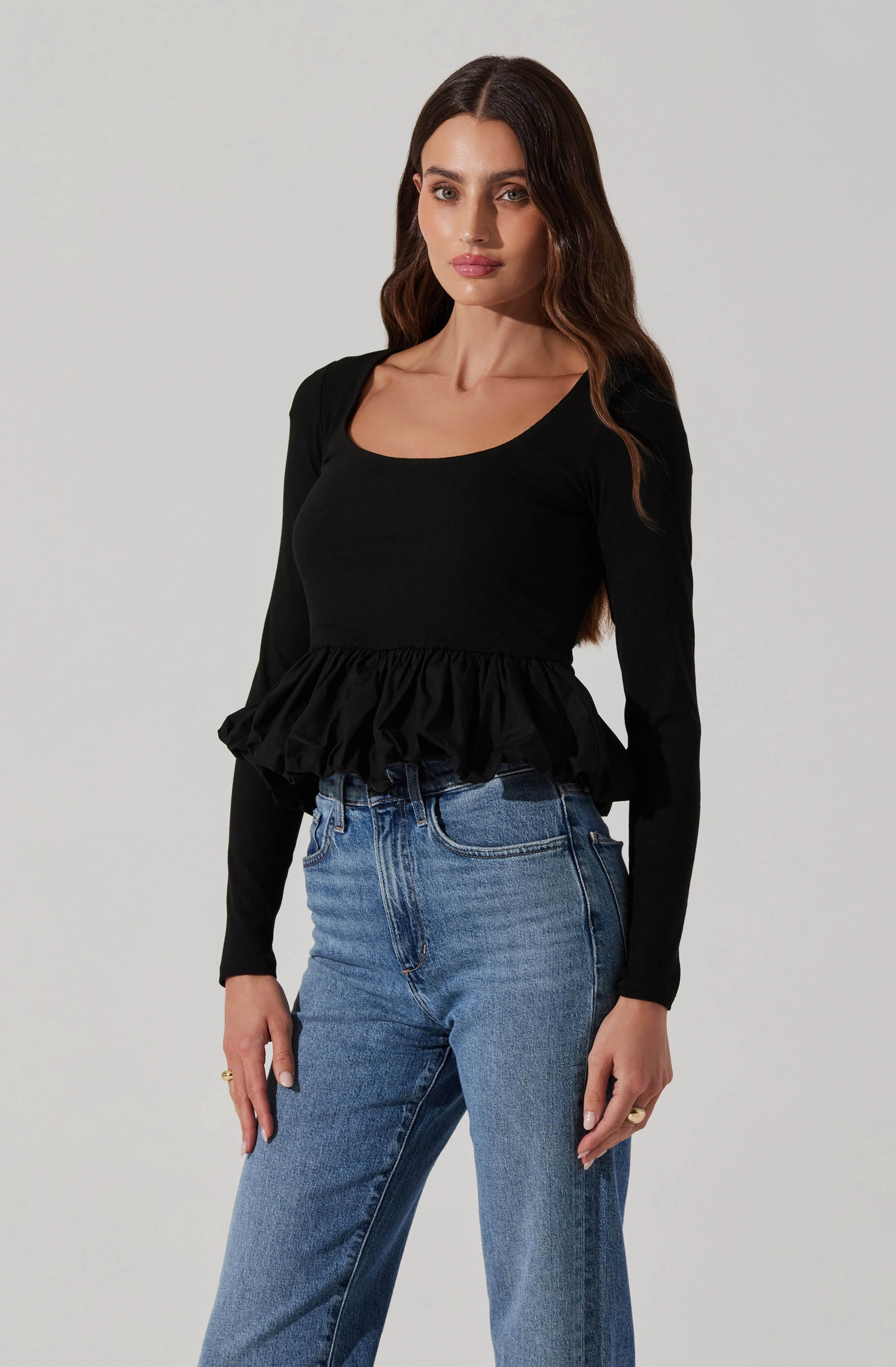 Bubble Hem Peplum Top - Image 3