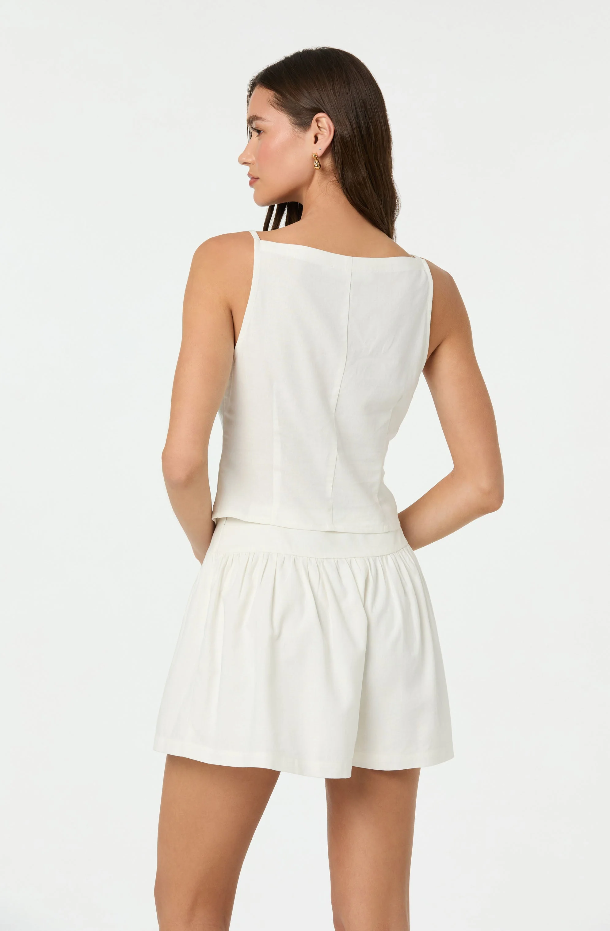 Linen-Blend Boat Neck Top - Image 11