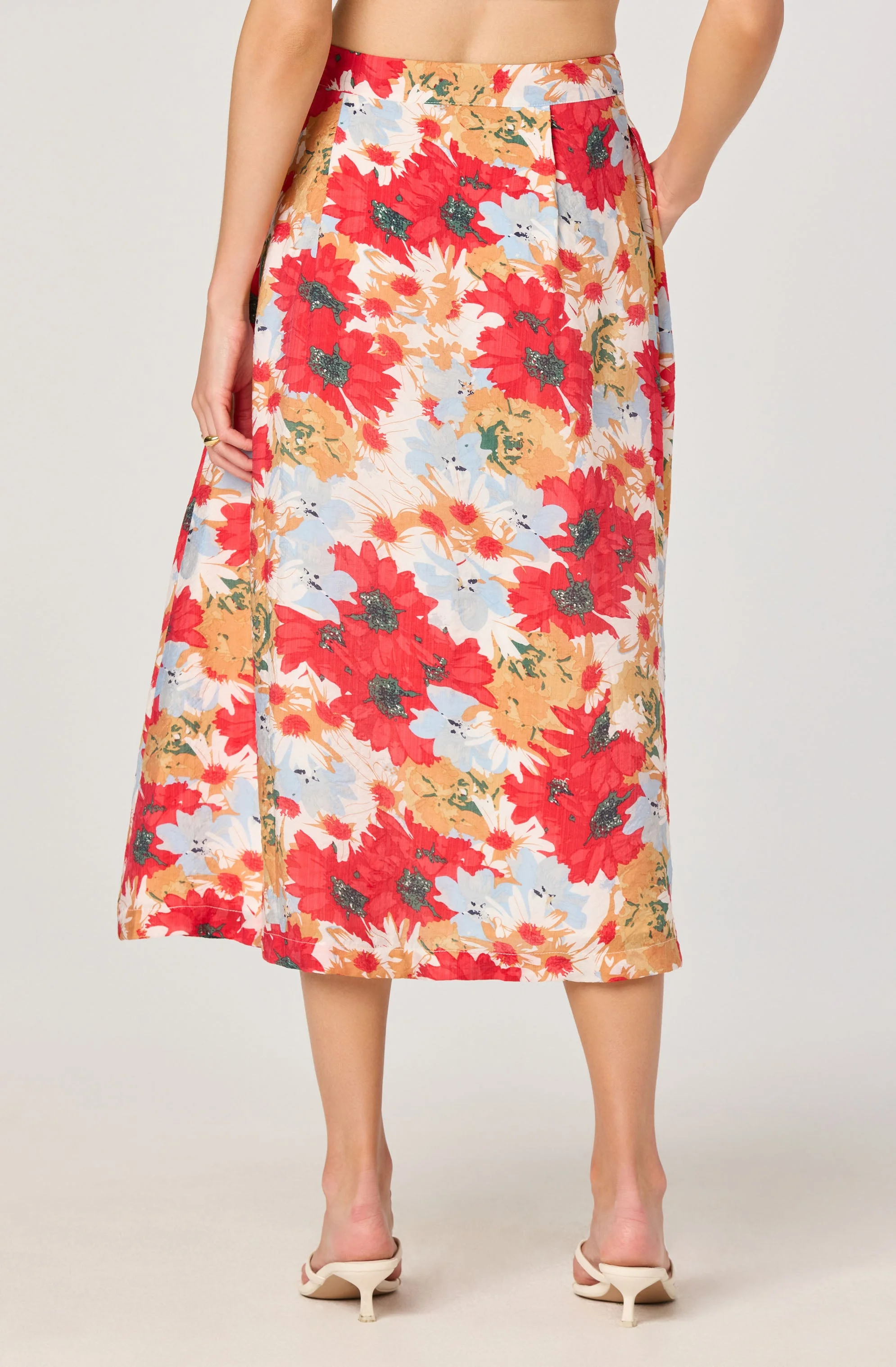 Button Front Pleated Midi Skirt - Image 2