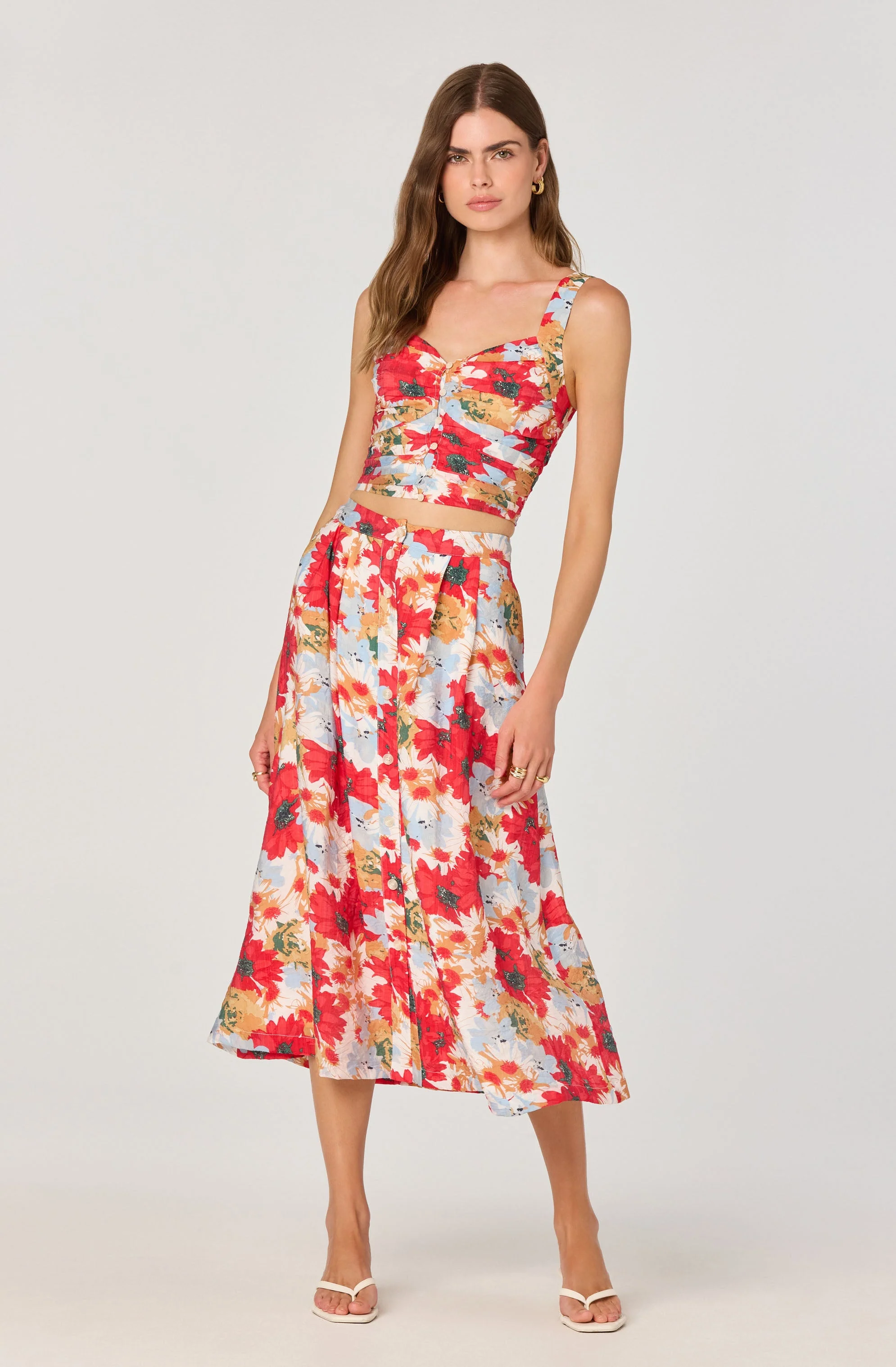 Button Front Pleated Midi Skirt - Image 3