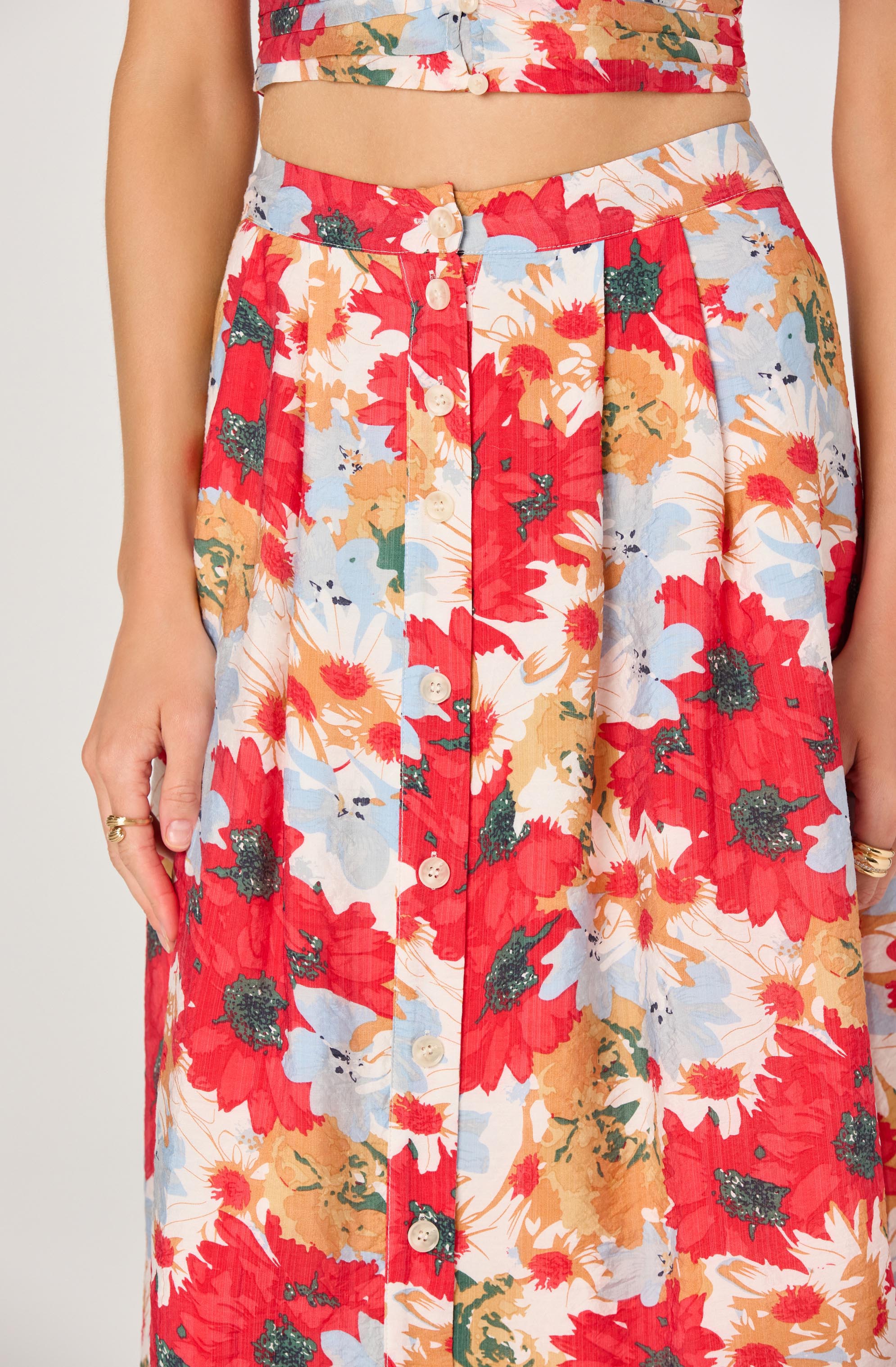 Button Front Pleated Midi Skirt - Image 5