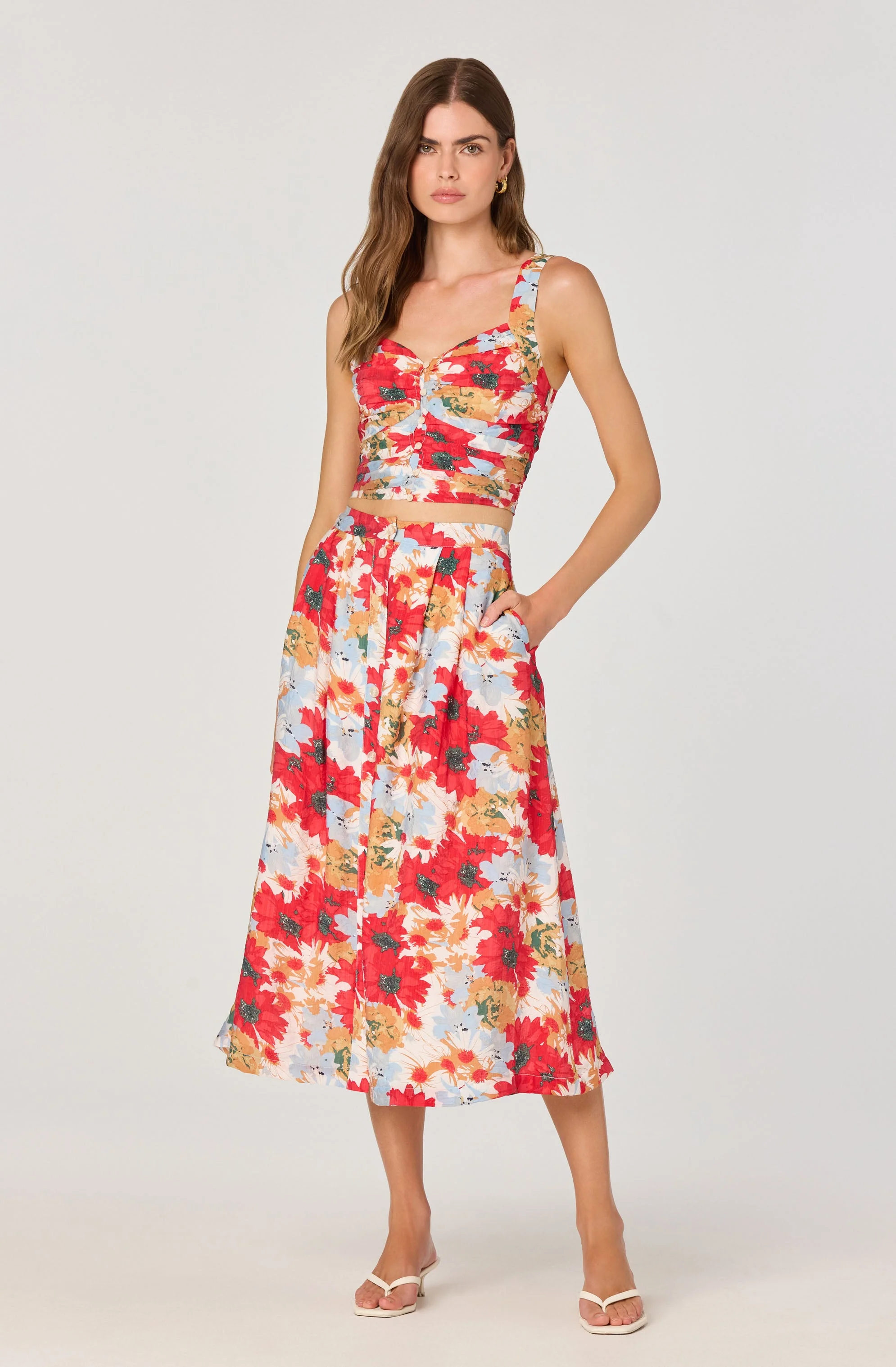 Button Front Pleated Midi Skirt - Image 6