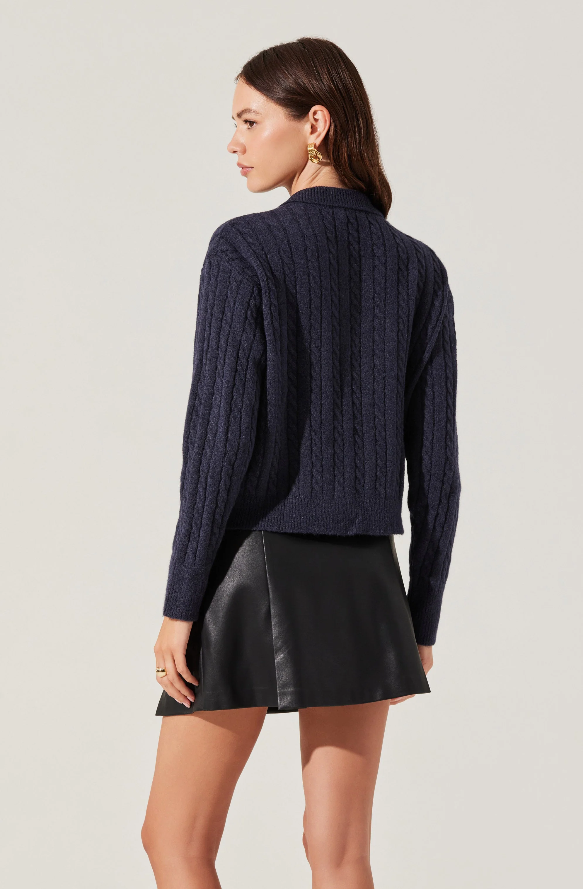 Cable Knit Polo Sweater - Image 11