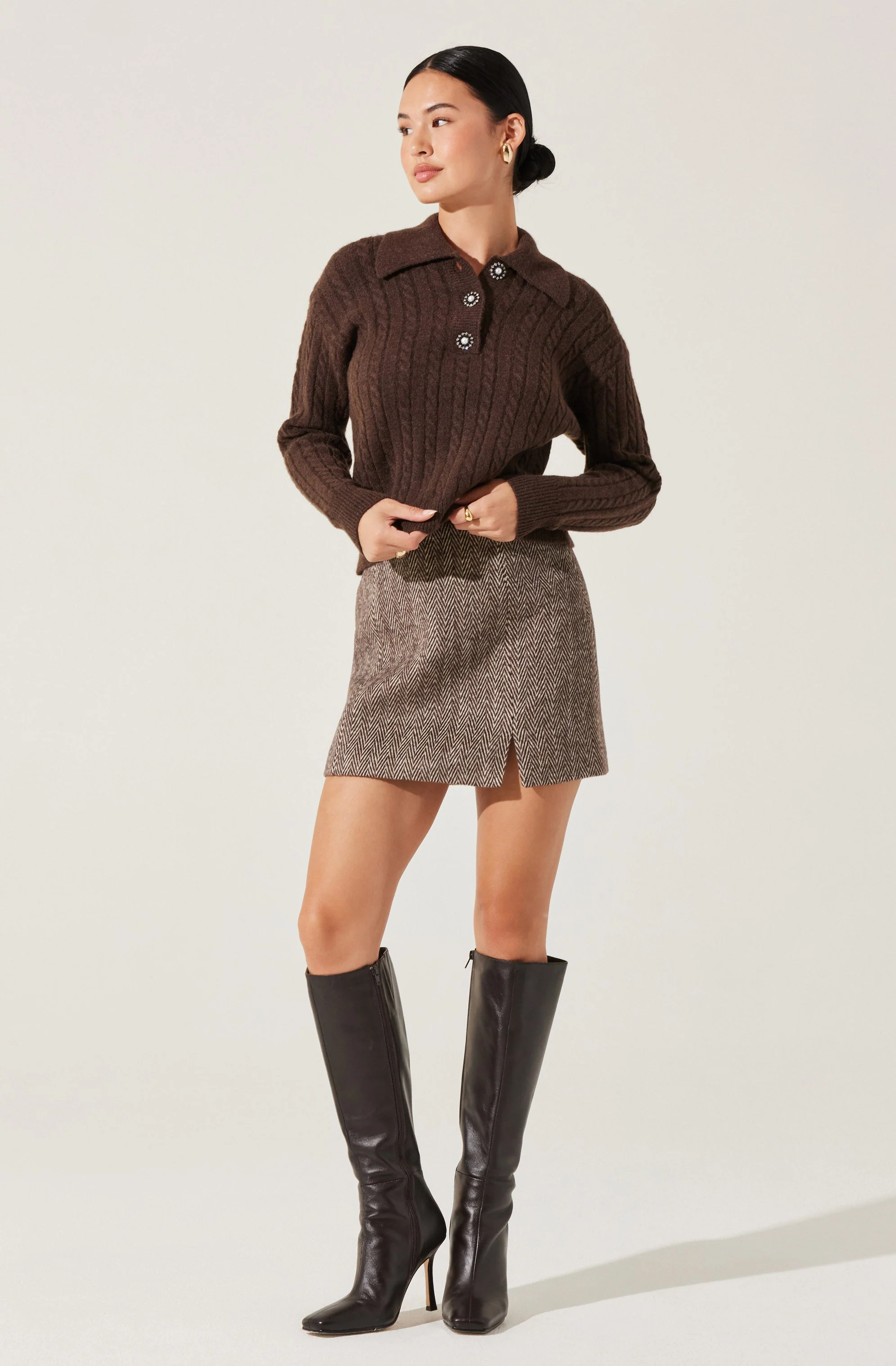 Cable Knit Polo Sweater - Image 2