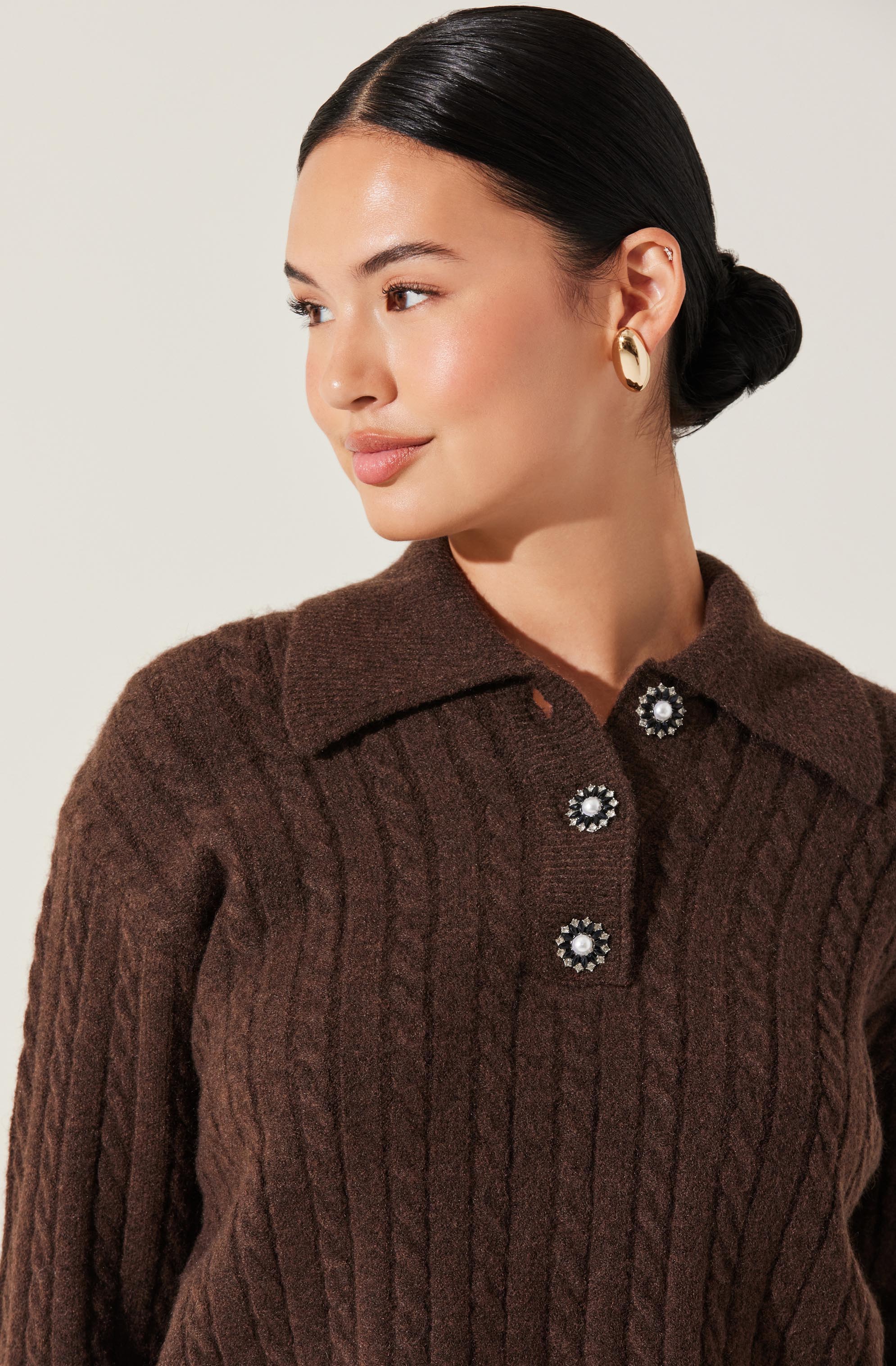 Cable Knit Polo Sweater - Image 3