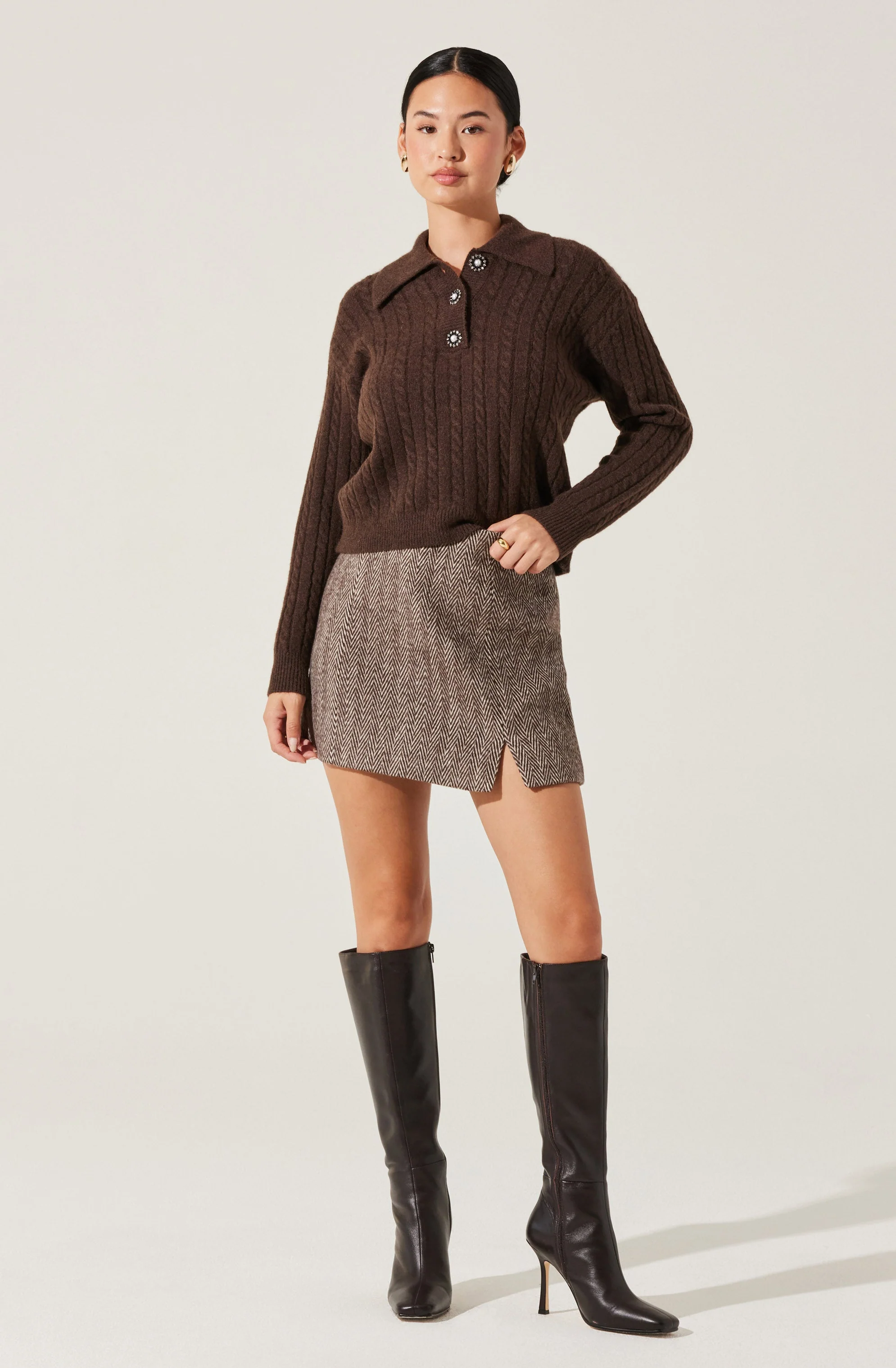 Cable Knit Polo Sweater - Image 5