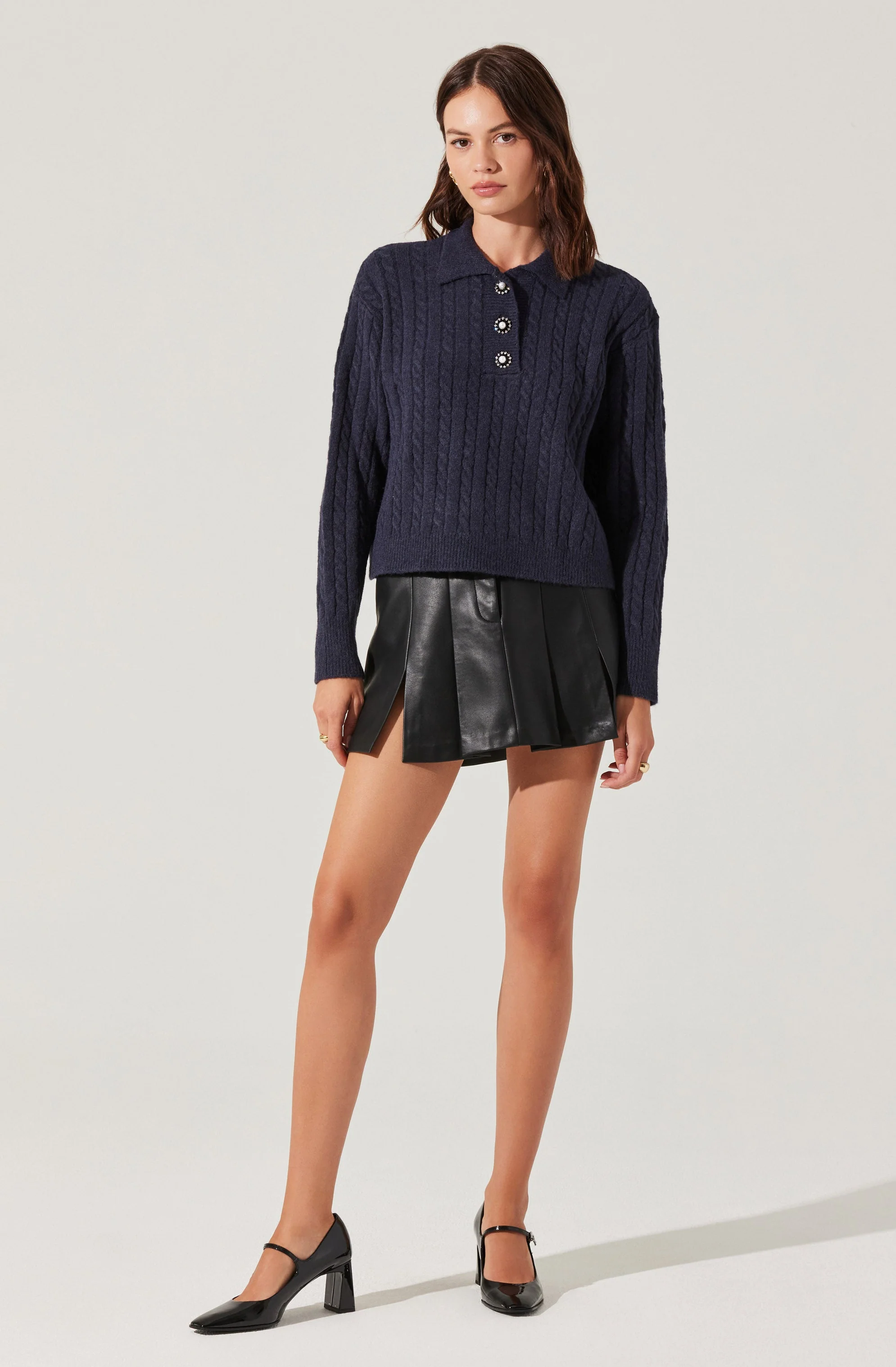 Cable Knit Polo Sweater - Image 8