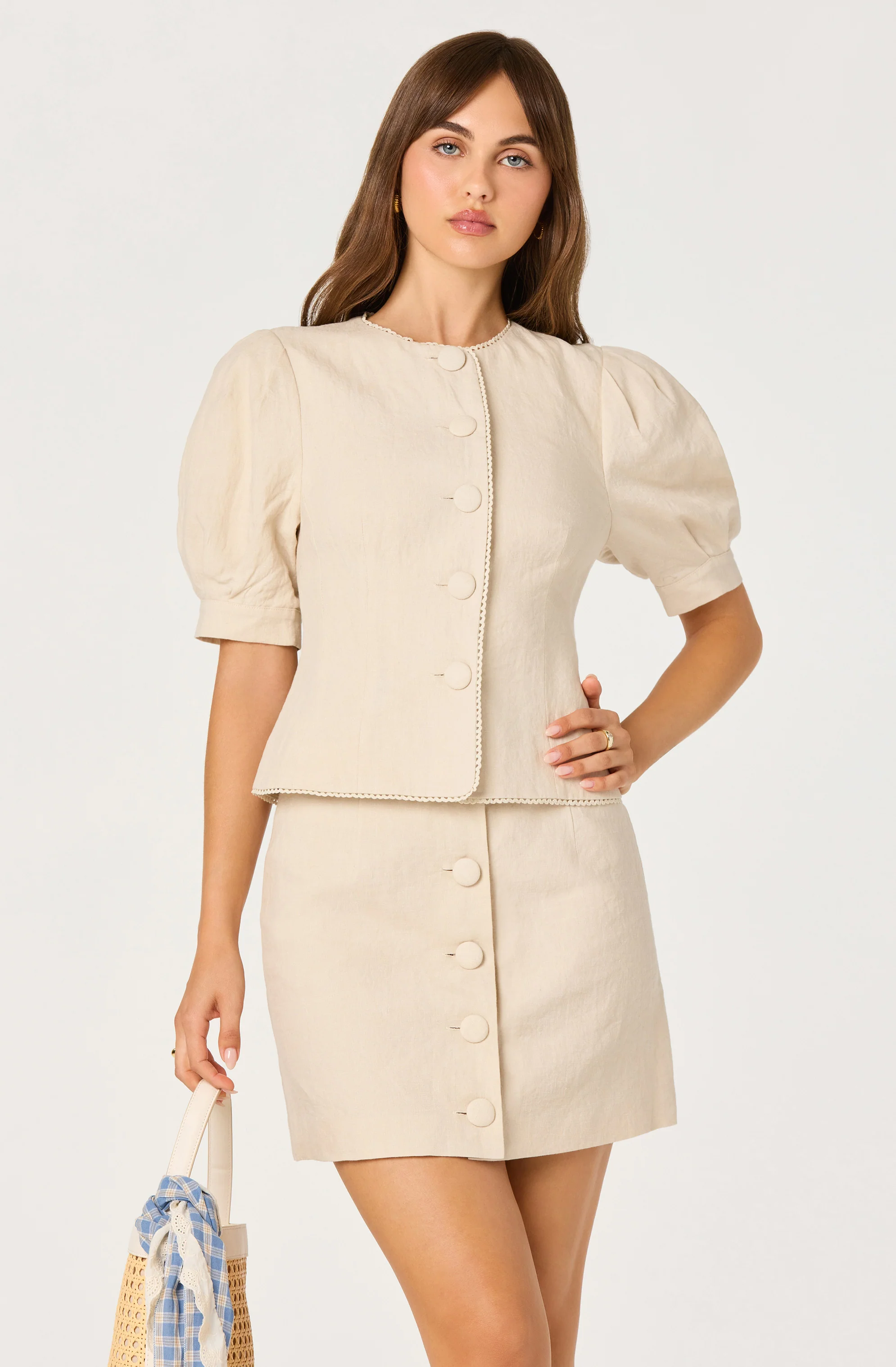 Cailey Crochet Trim Button-Front Mini Skirt - Image 2