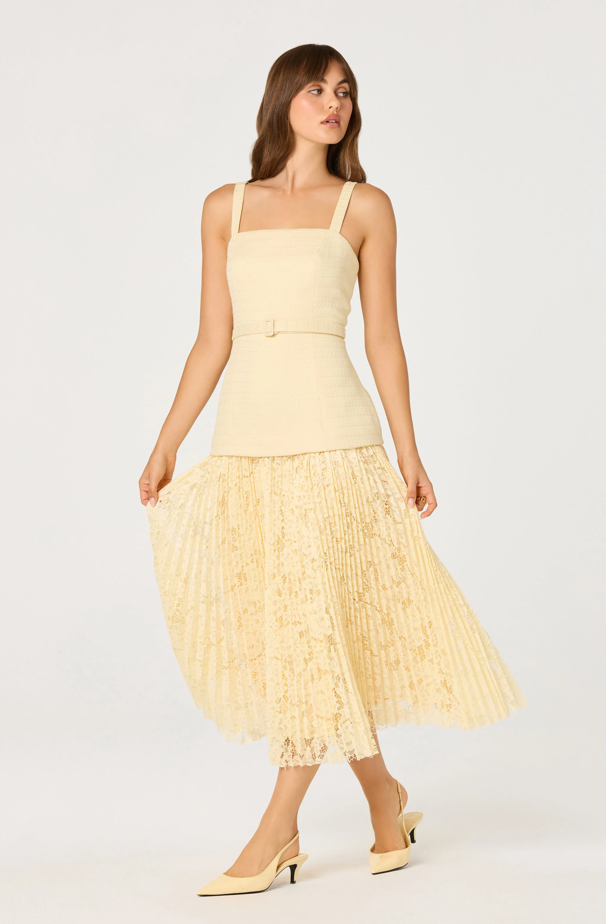 Caitlin Mixed Media Tweed Midi Dress - Image 2