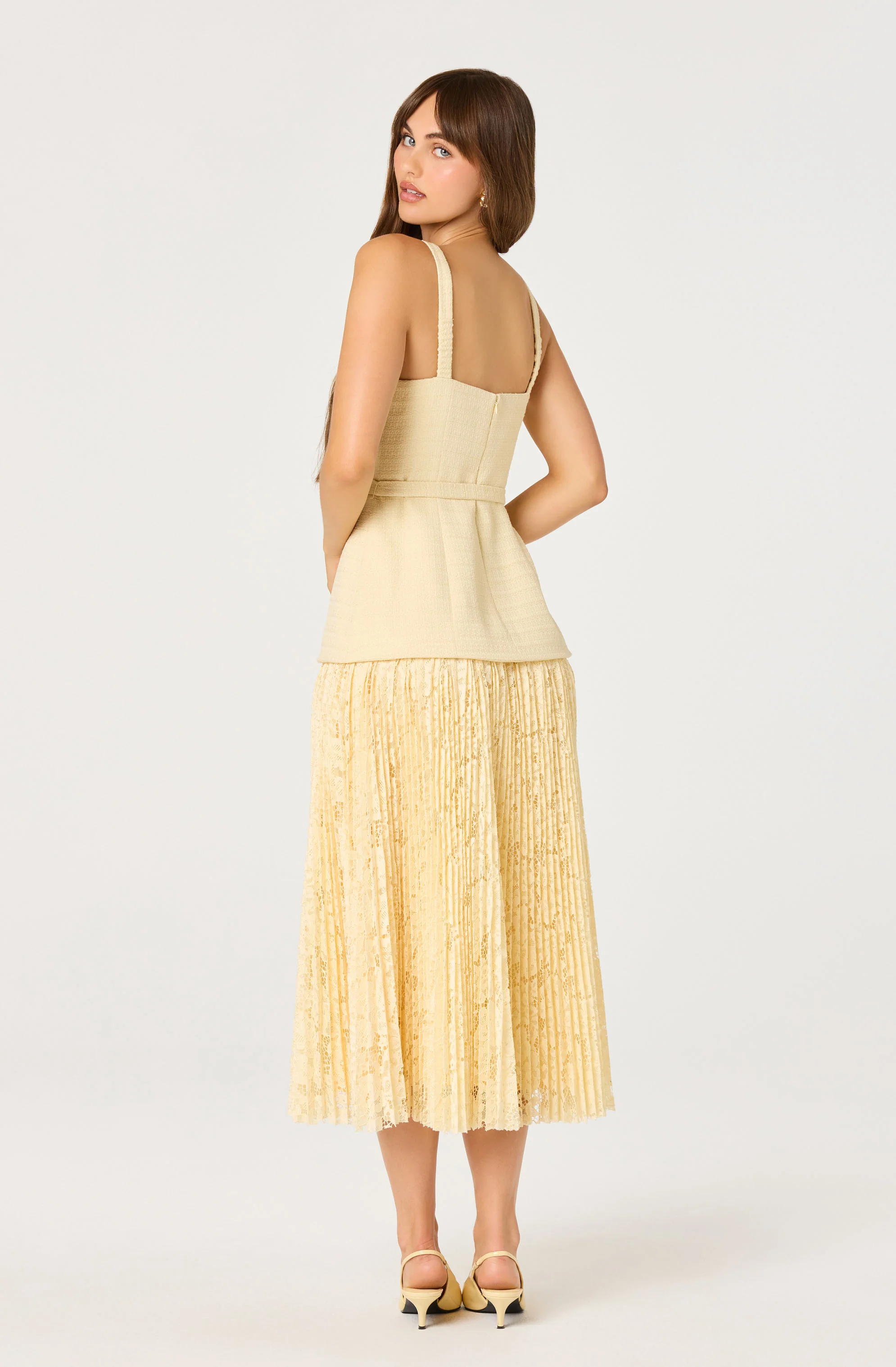Caitlin Mixed Media Tweed Midi Dress - Image 6