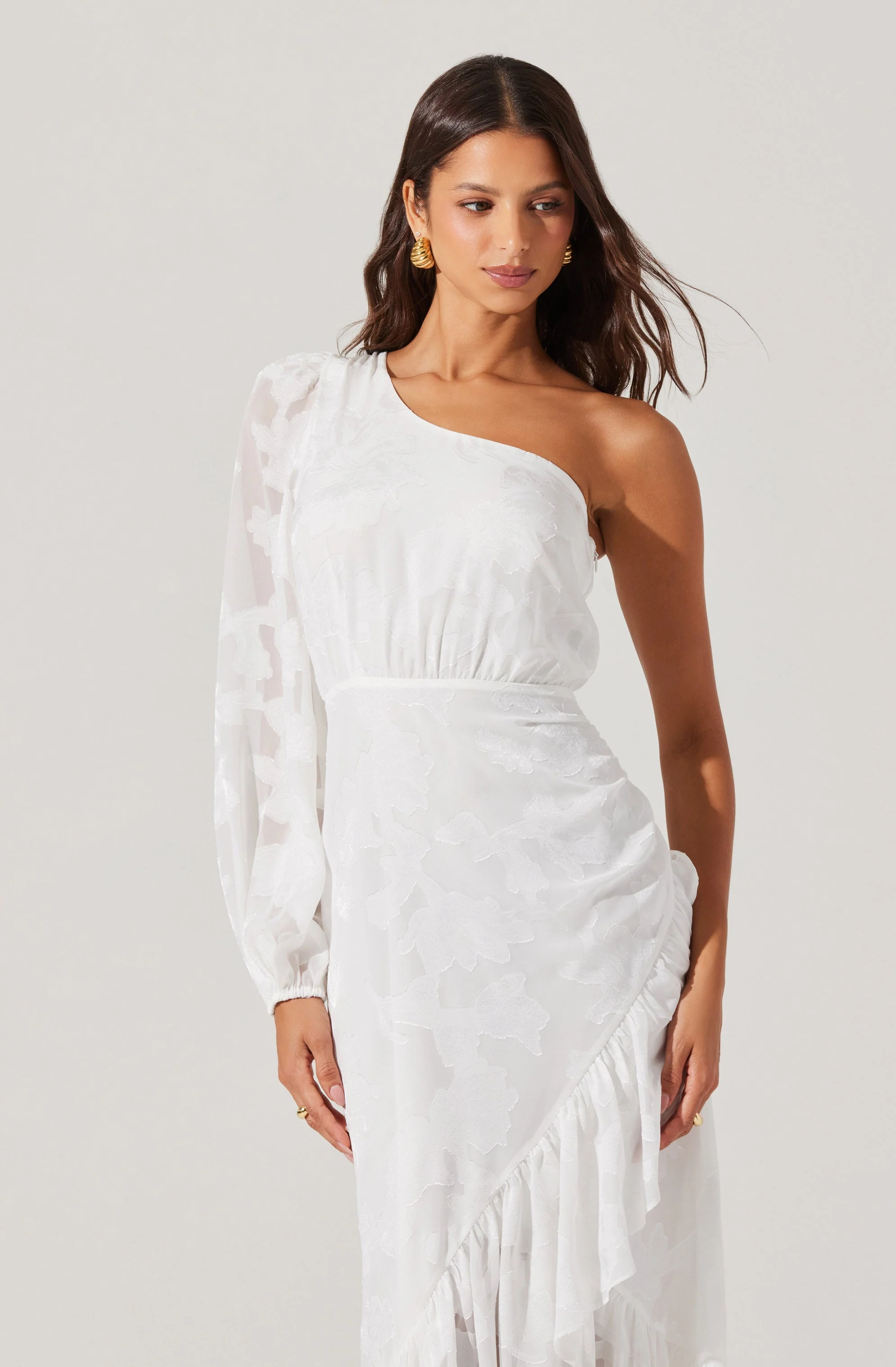 Calista Floral One Shoulder Midi Dress - Image 2