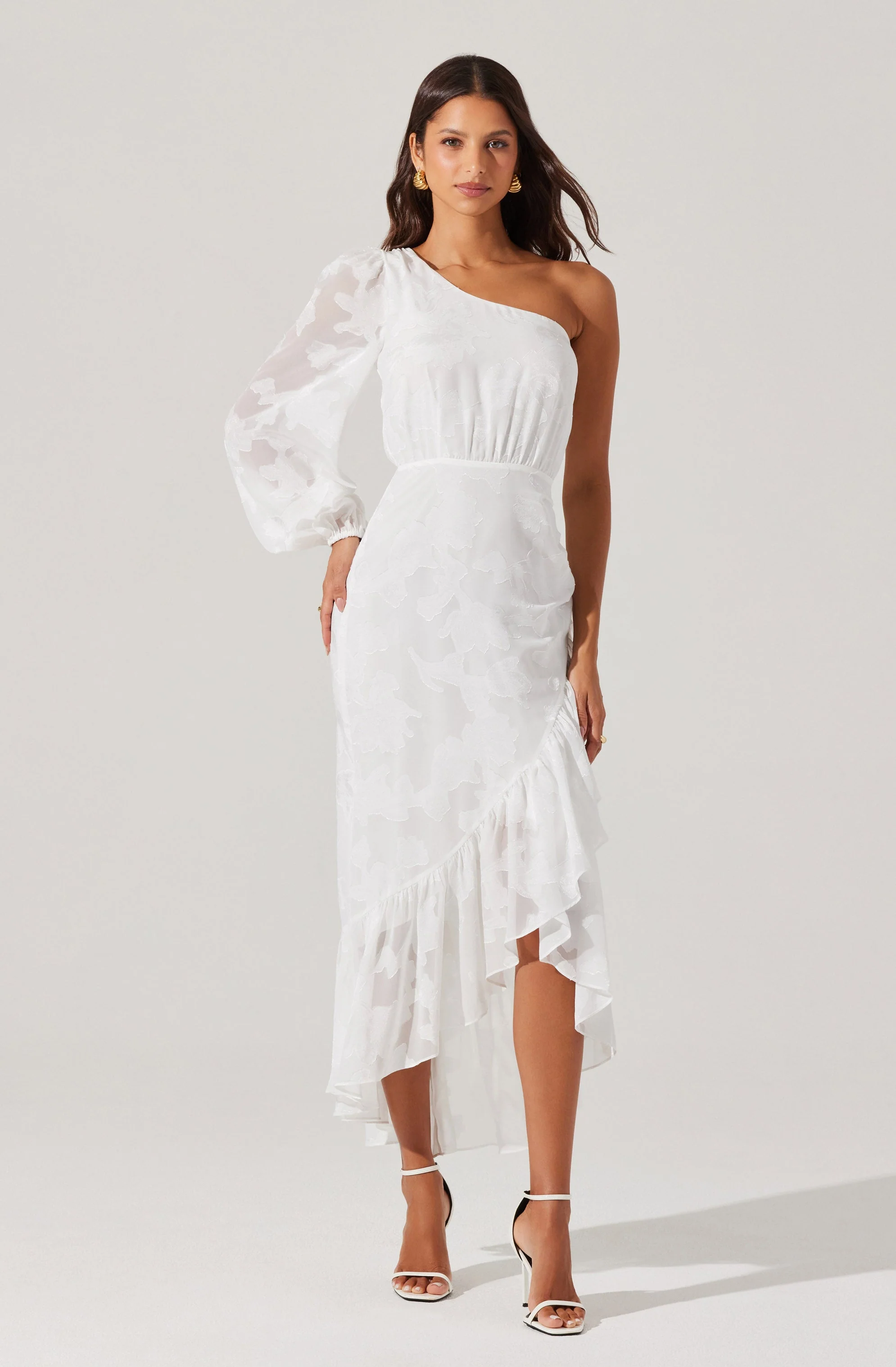 Calista Floral One Shoulder Midi Dress - Image 3