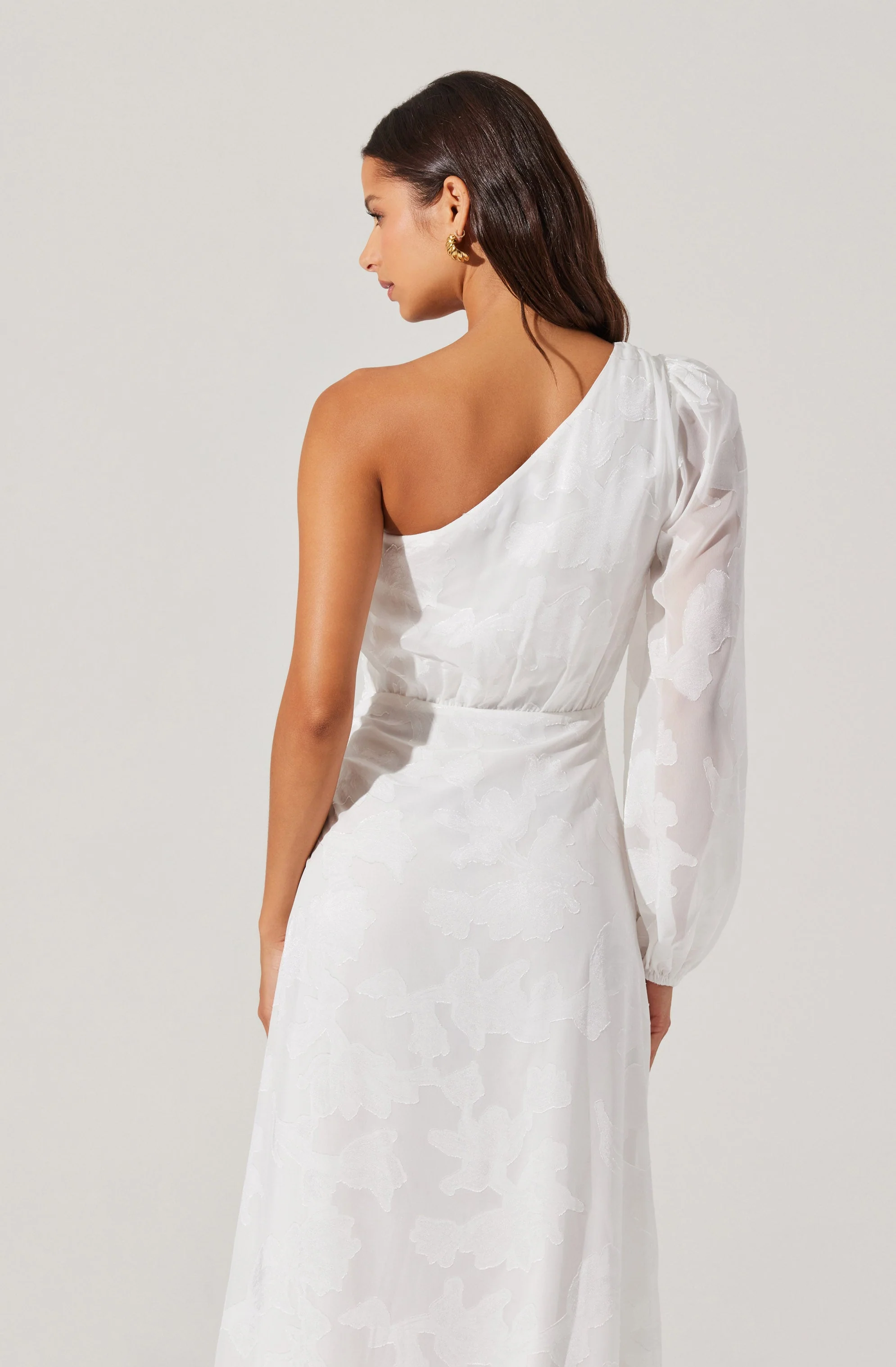 Calista Floral One Shoulder Midi Dress - Image 4