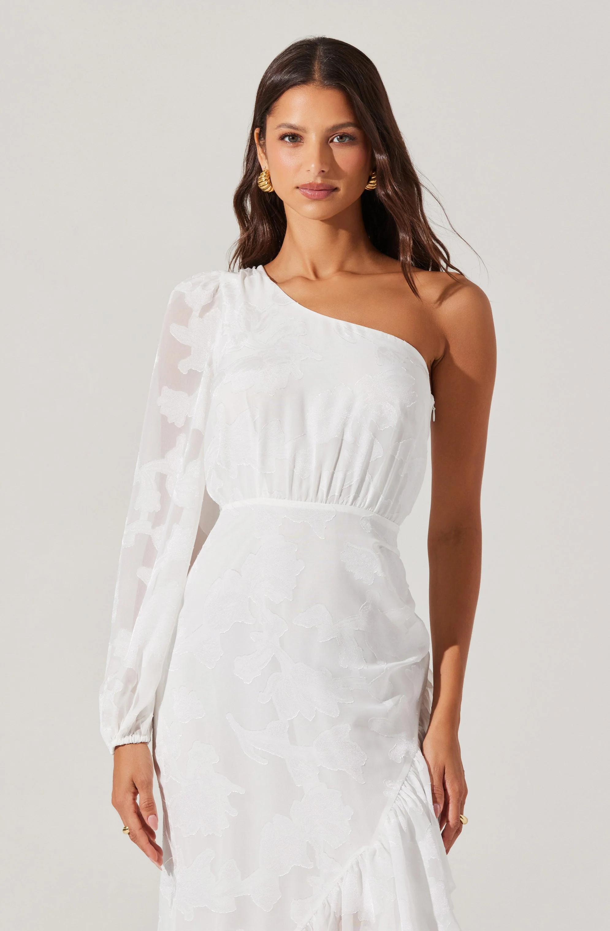 Calista Floral One Shoulder Midi Dress - Image 5