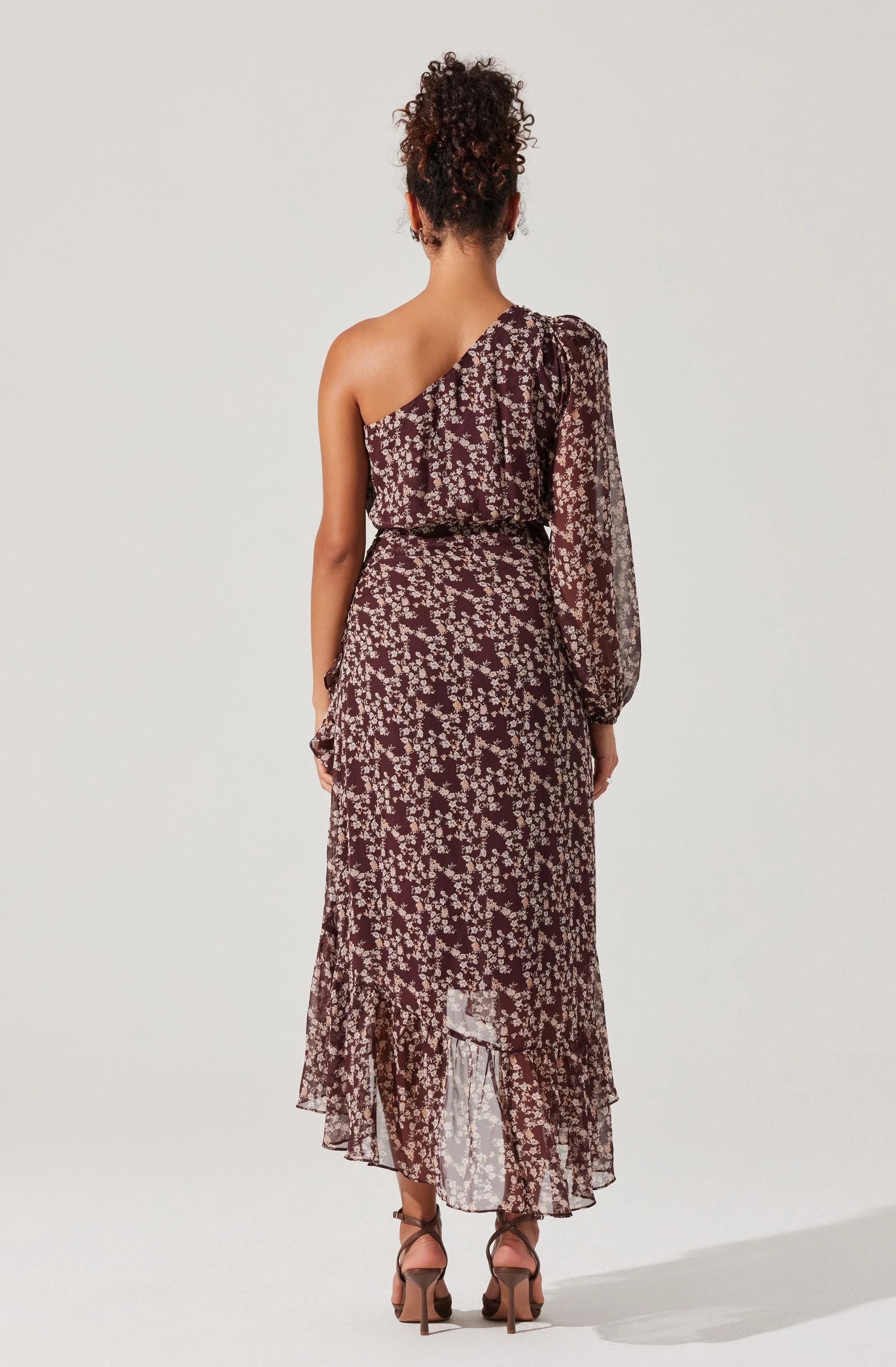 Calista Floral One Shoulder Midi Dress - Image 6
