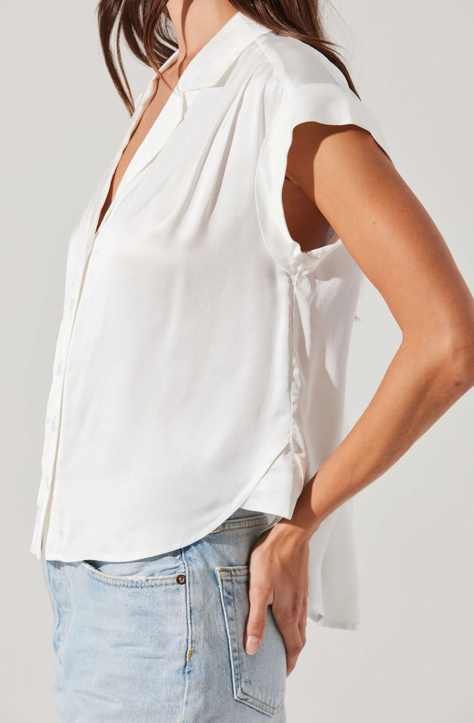 Callen Satin Button Up Top - Image 10