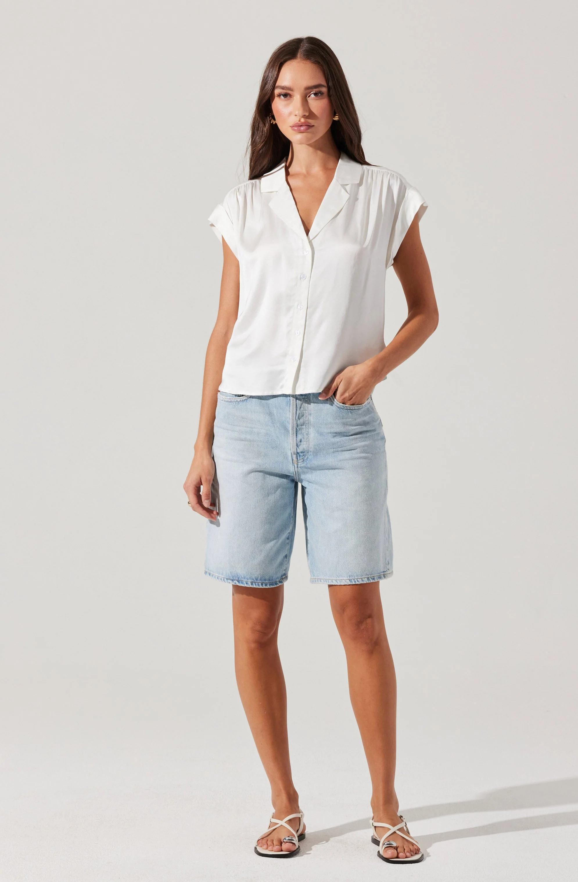 Callen Satin Button Up Top - Image 12