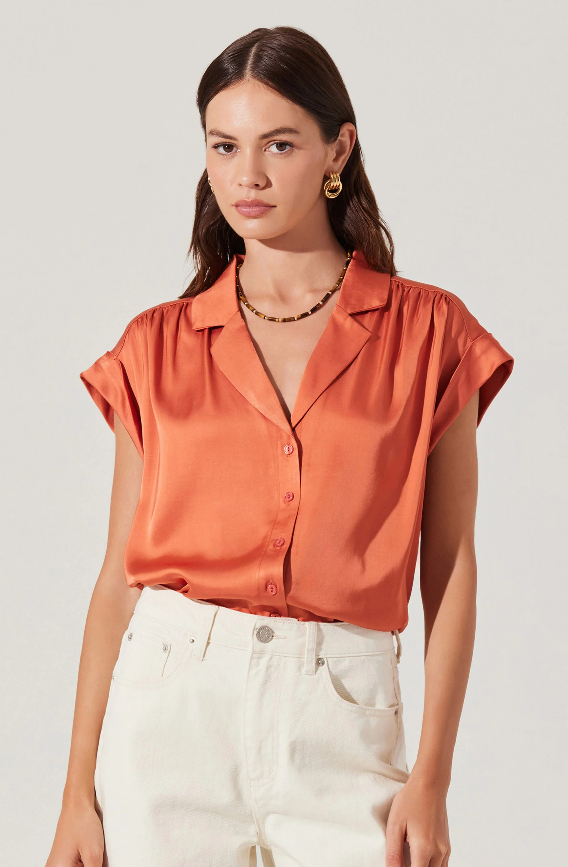 Callen Satin Button Up Top - Image 4
