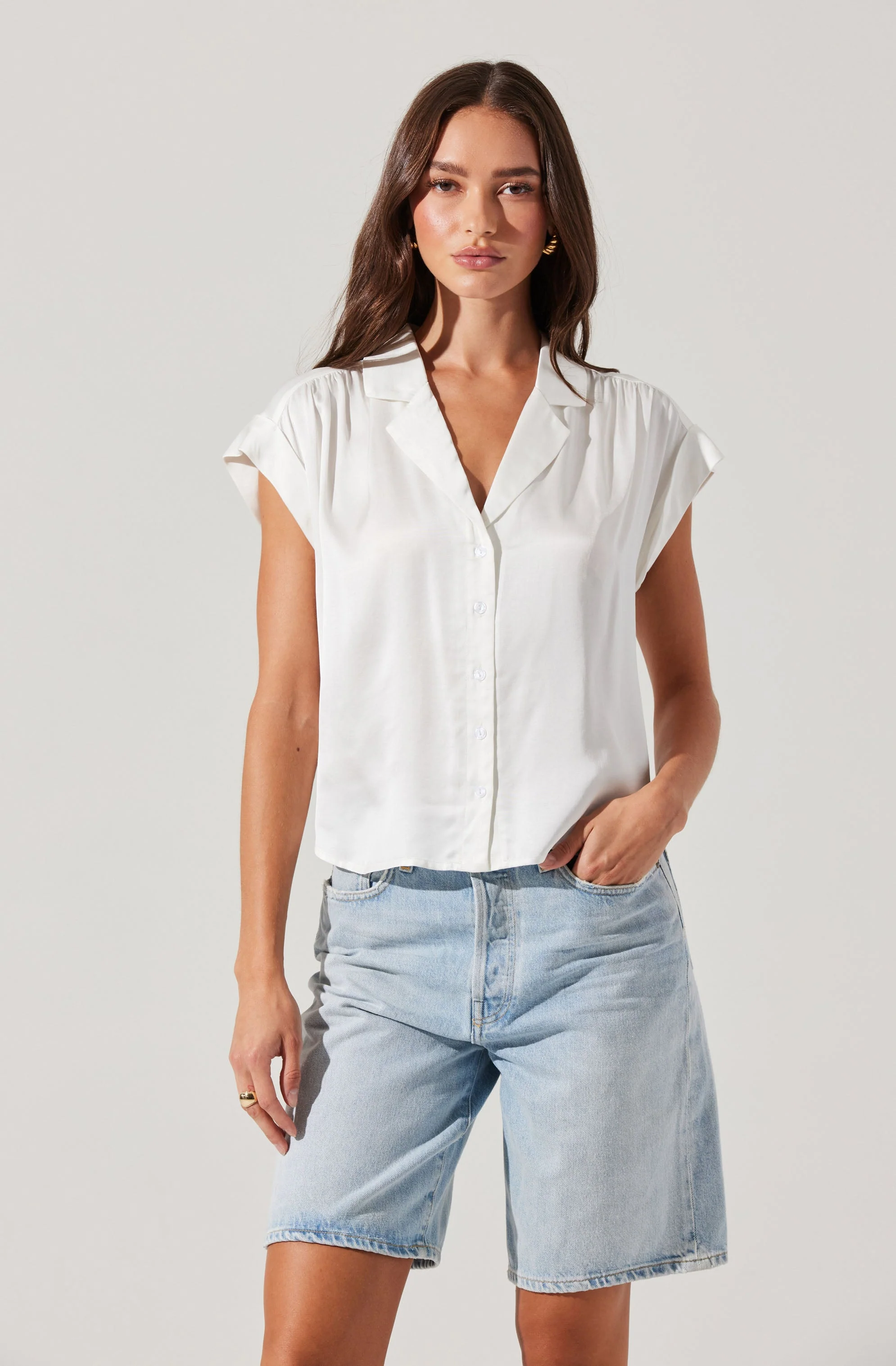 Callen Satin Button Up Top - Image 7