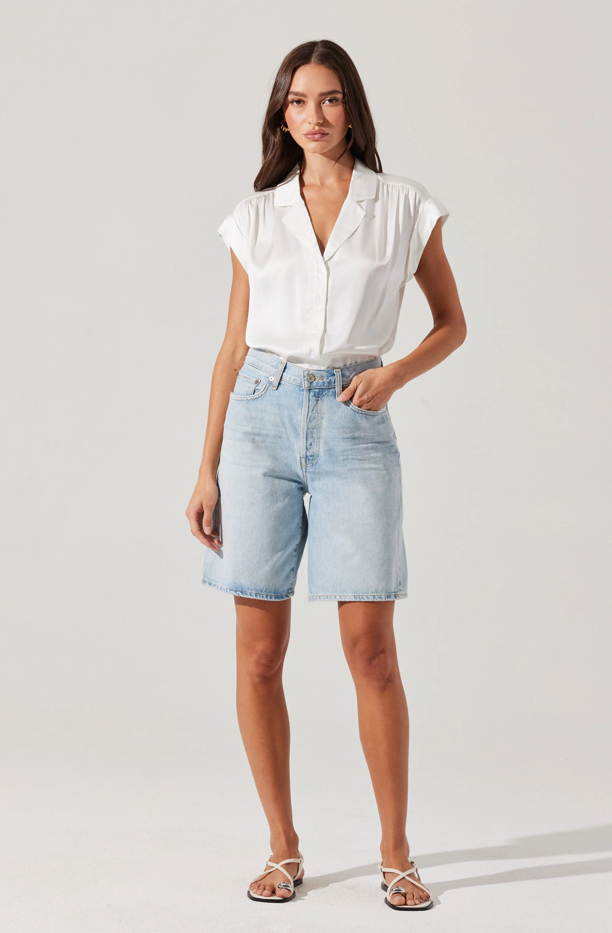 Callen Satin Button Up Top - Image 9