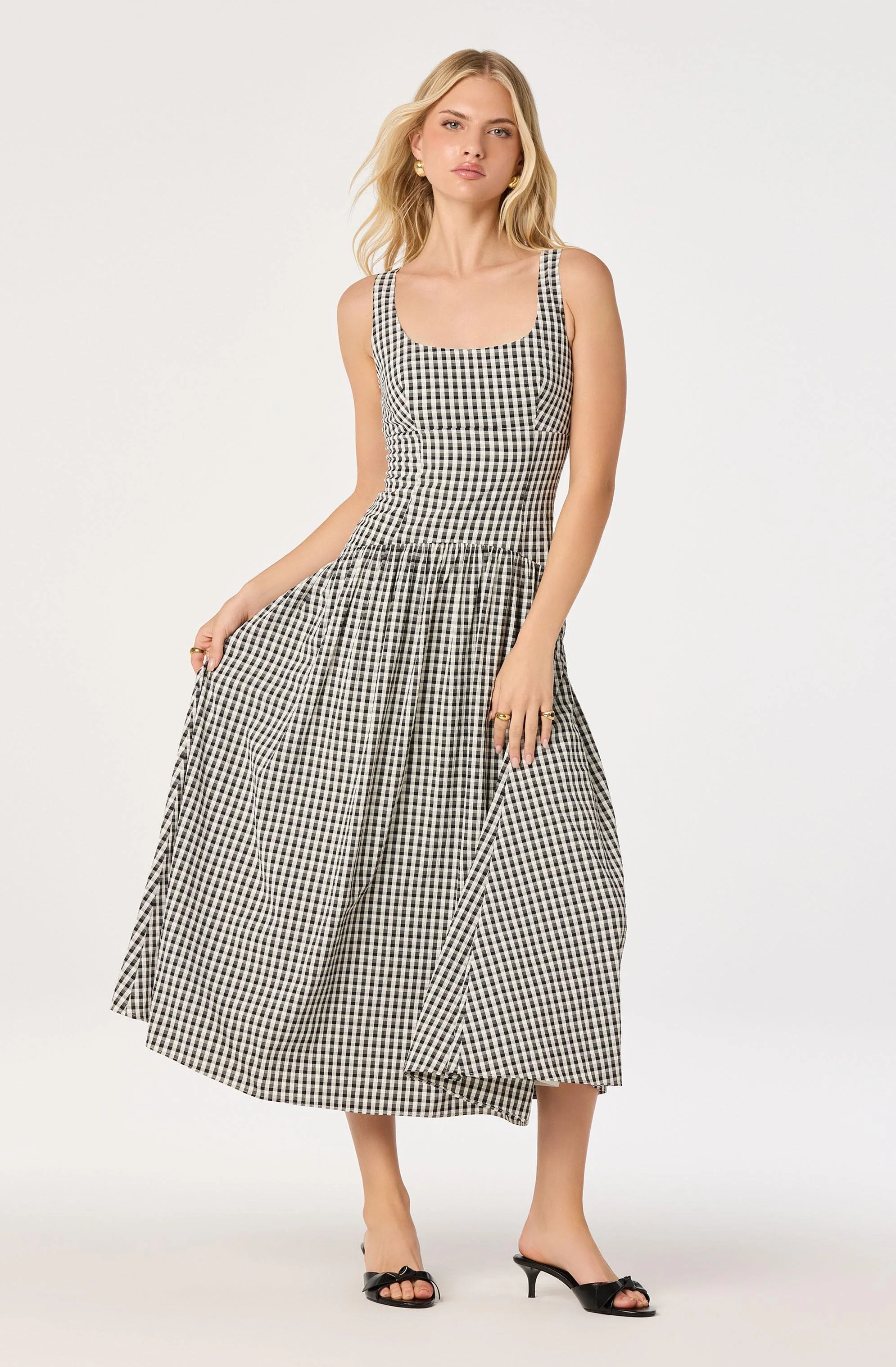 Cara Gingham Sleeveless Midi Dress - Image 4