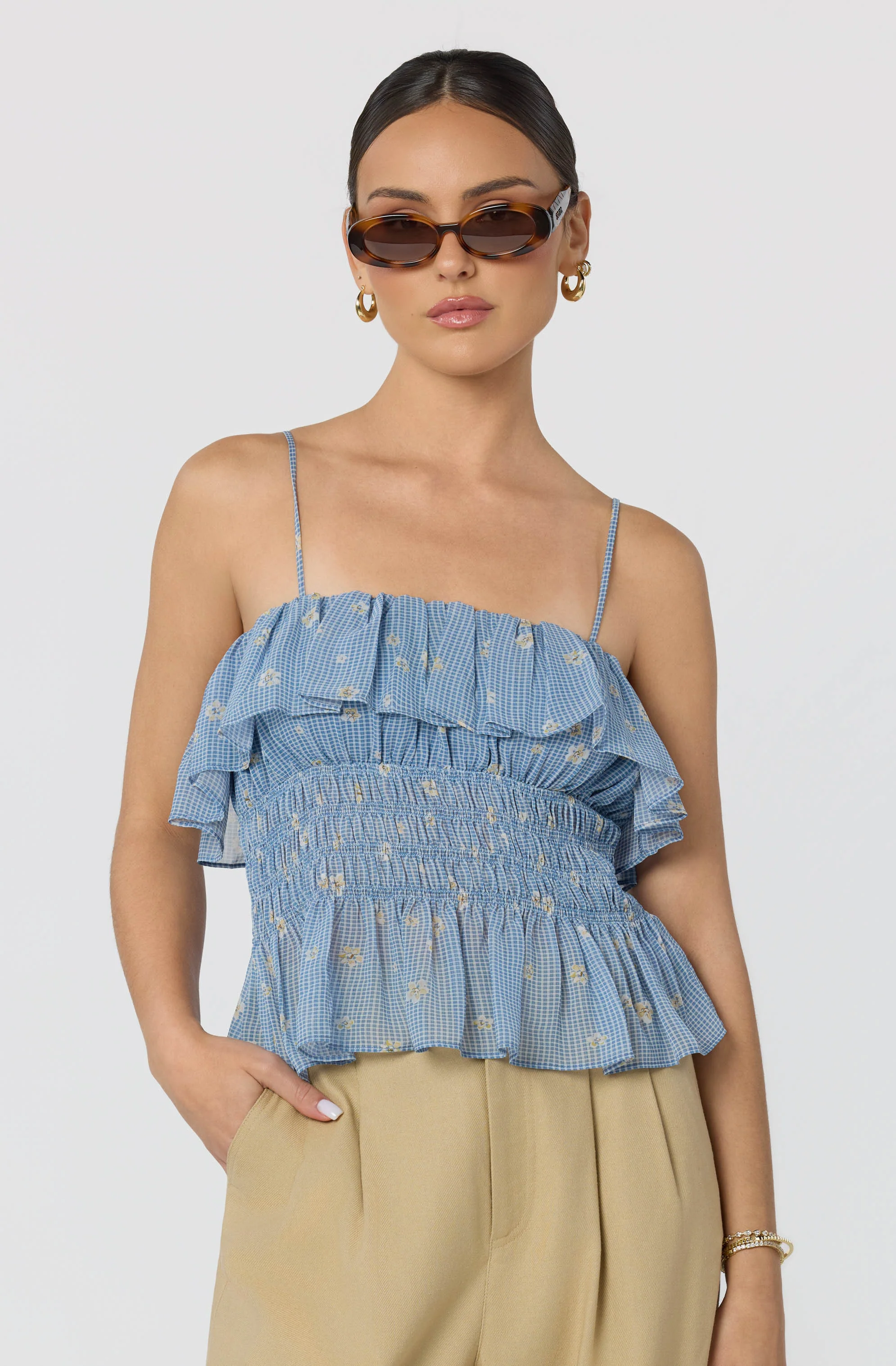 Carmelitha Smocked Ruffle Peplum Top - Image 7