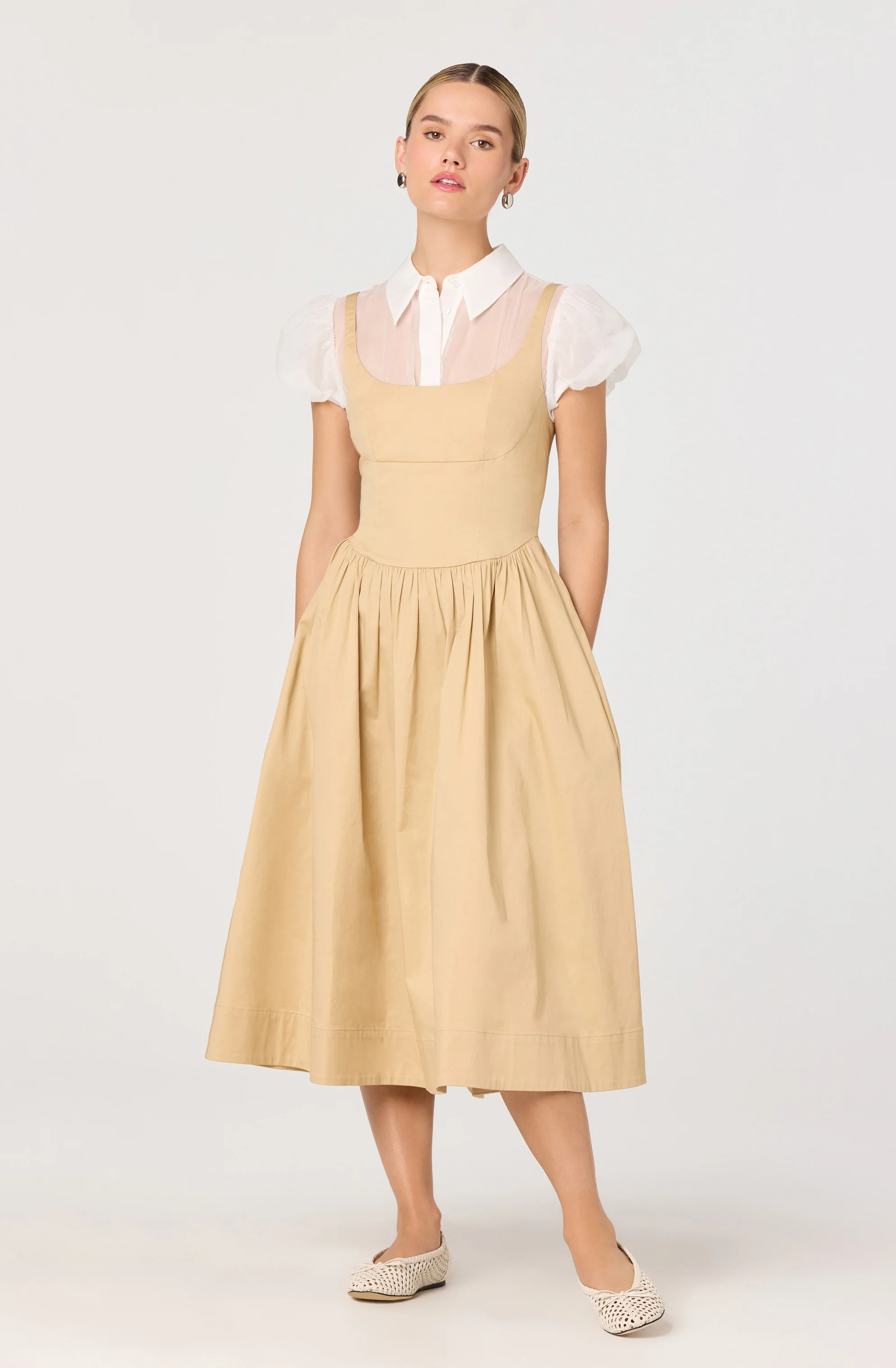 Carrington Mixed Media Layered Midi Dress - Image 2