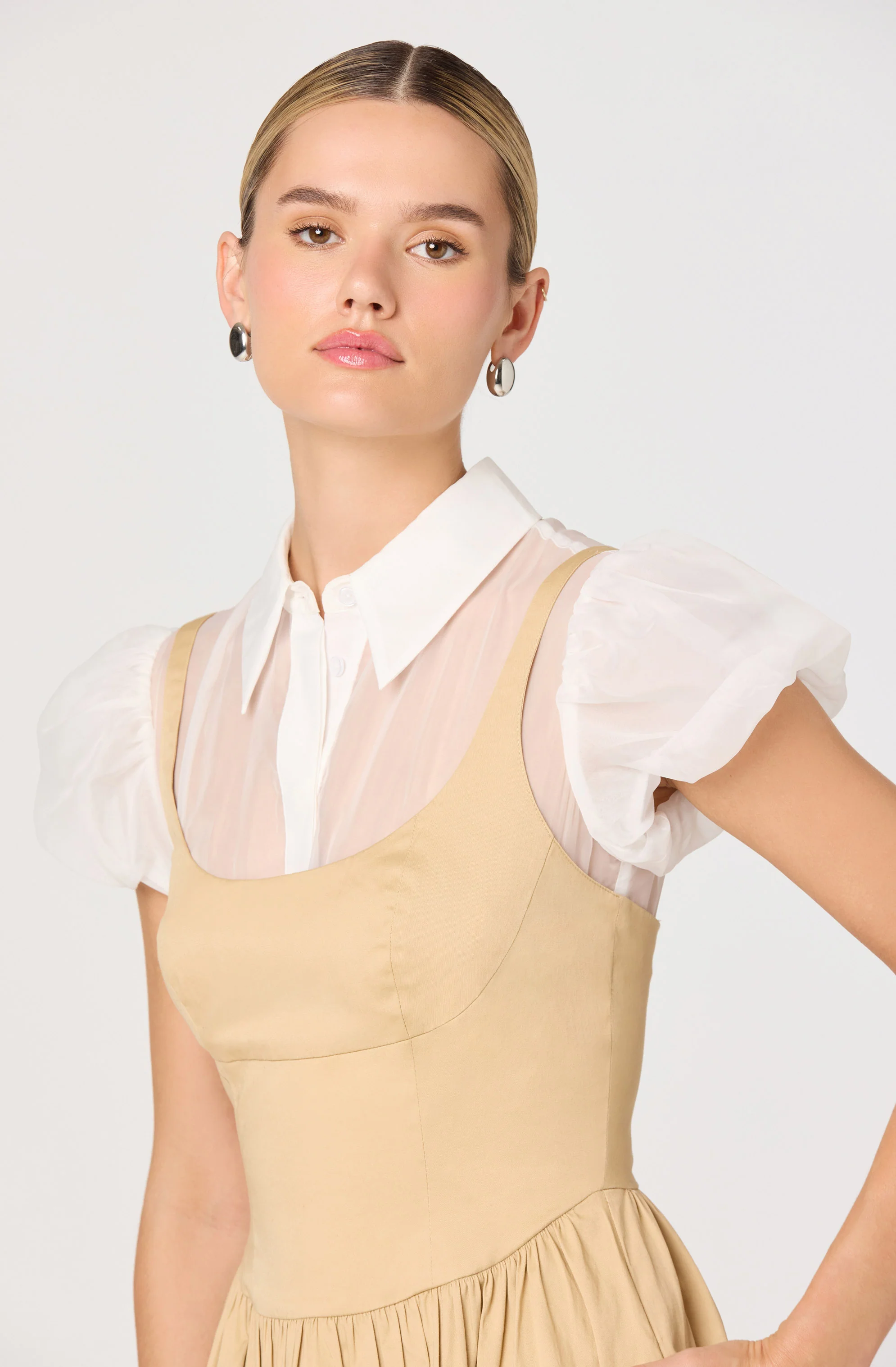 Carrington Mixed Media Layered Midi Dress - Image 5