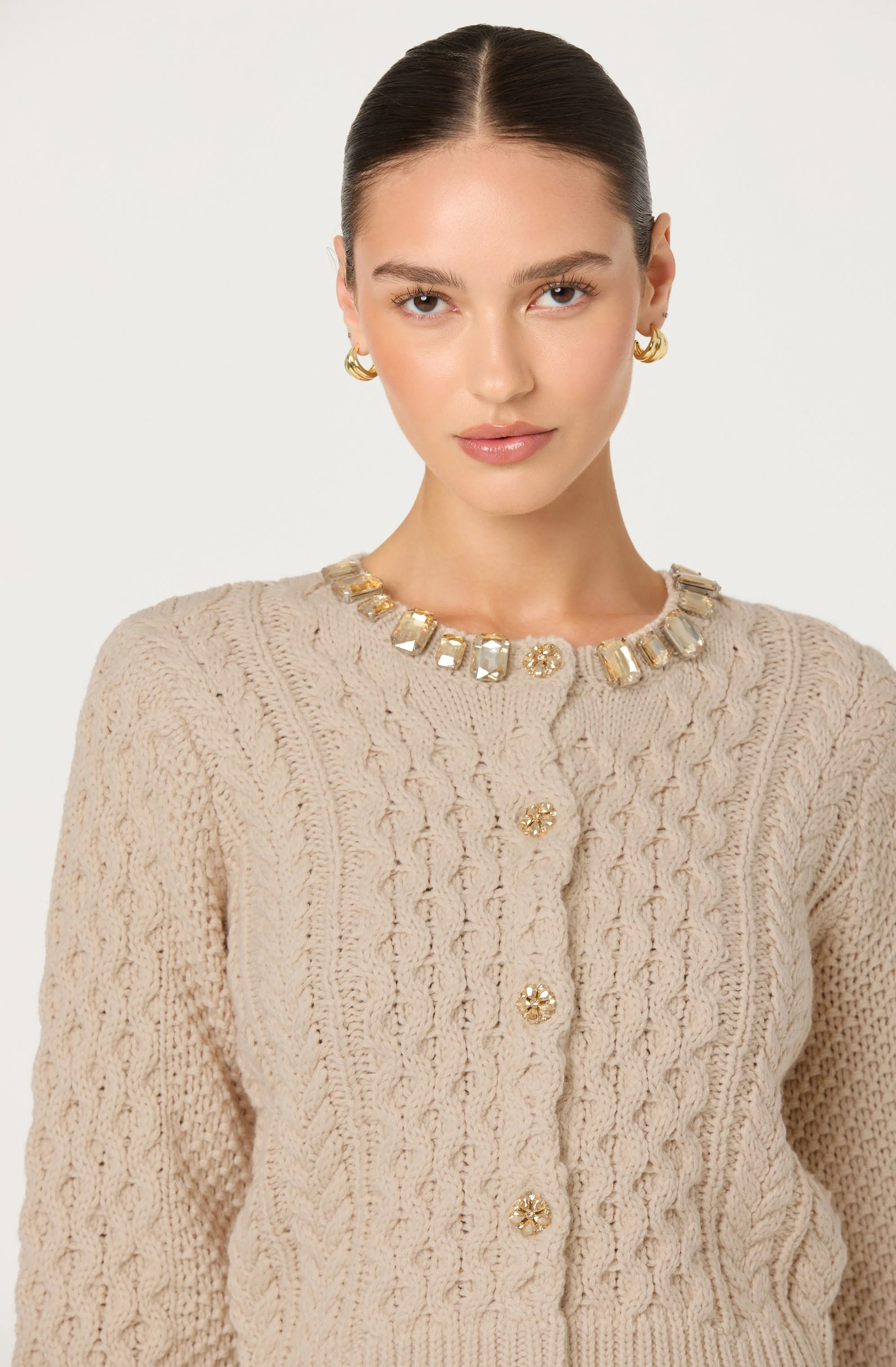 Cathryn Embellished Cable Knit Cardigan - Image 6