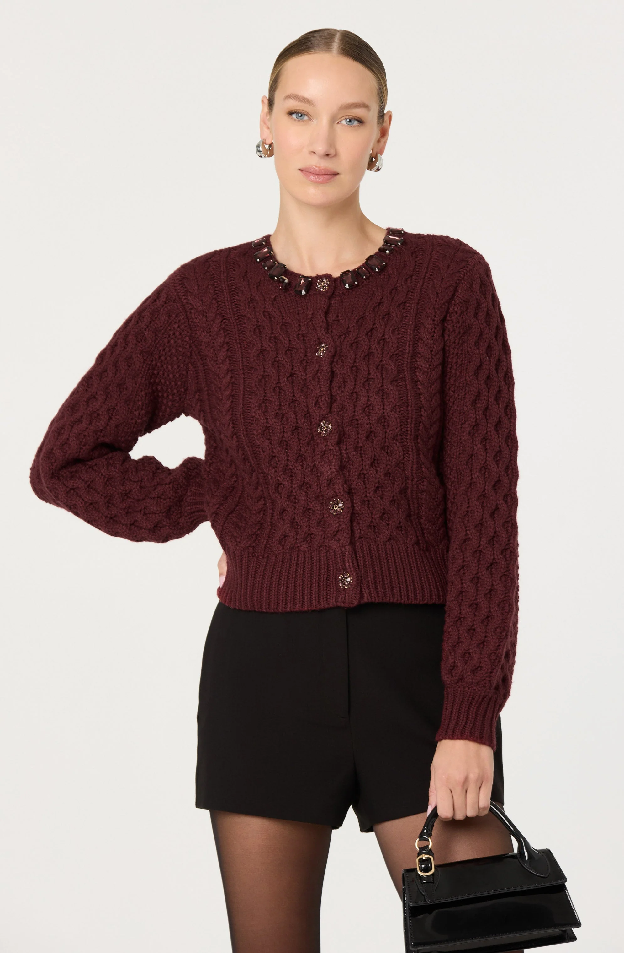 Cathryn Embellished Cable Knit Cardigan - Image 8